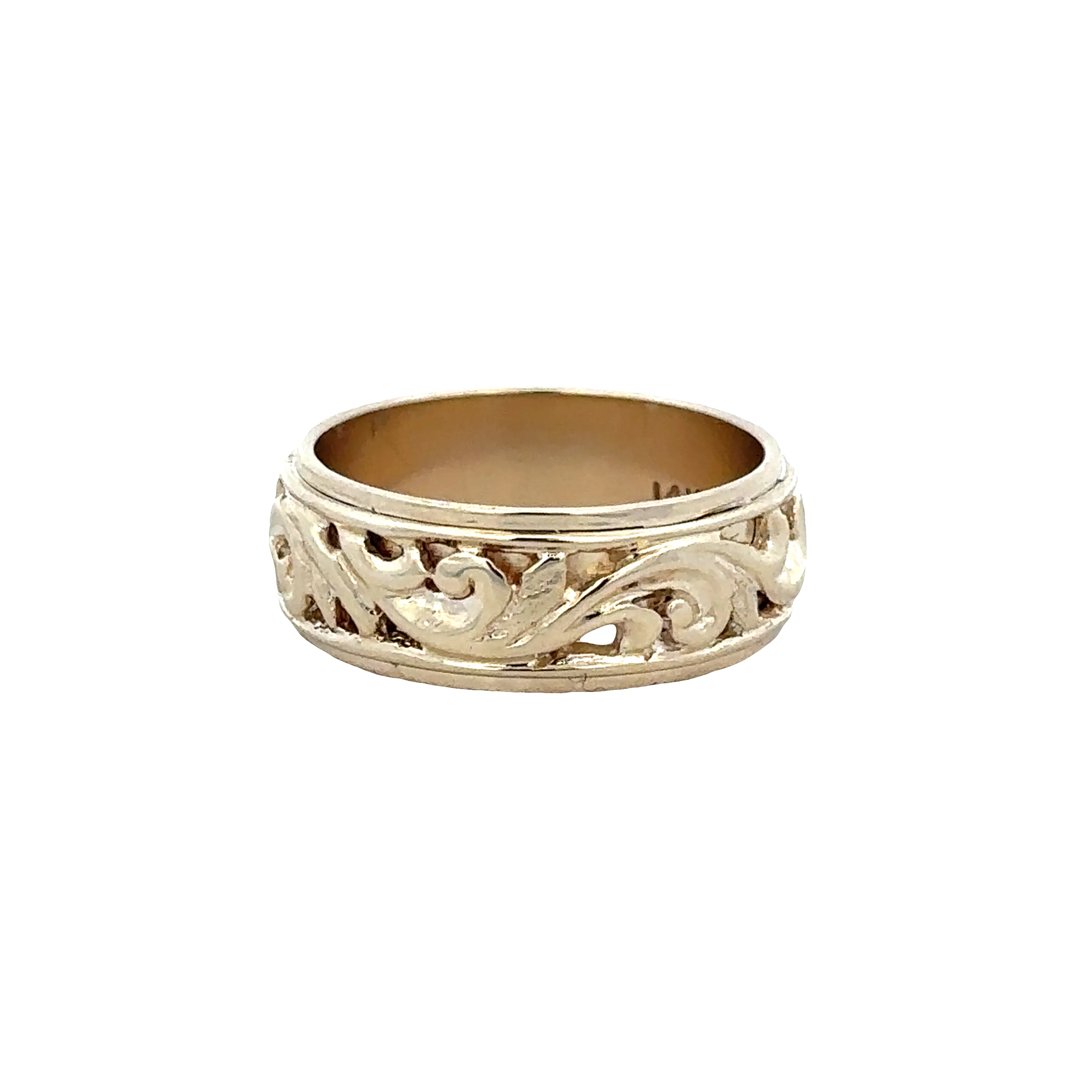 14k Yellow Gold Embossed Scrollwork Band – Size 8 - Image 3