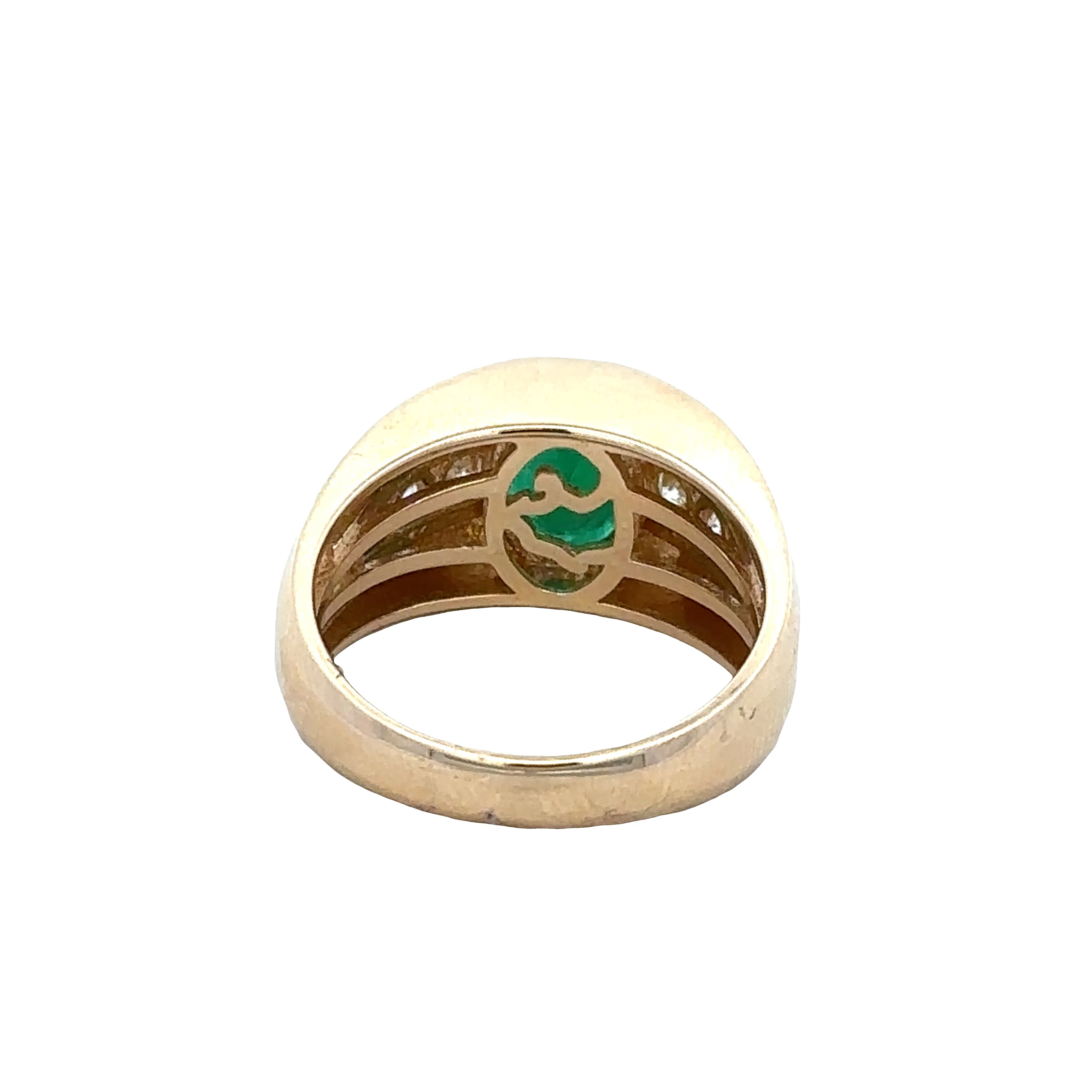 14k Yellow Gold Emerald and Diamond Ring – Size 10.5 - Image 3
