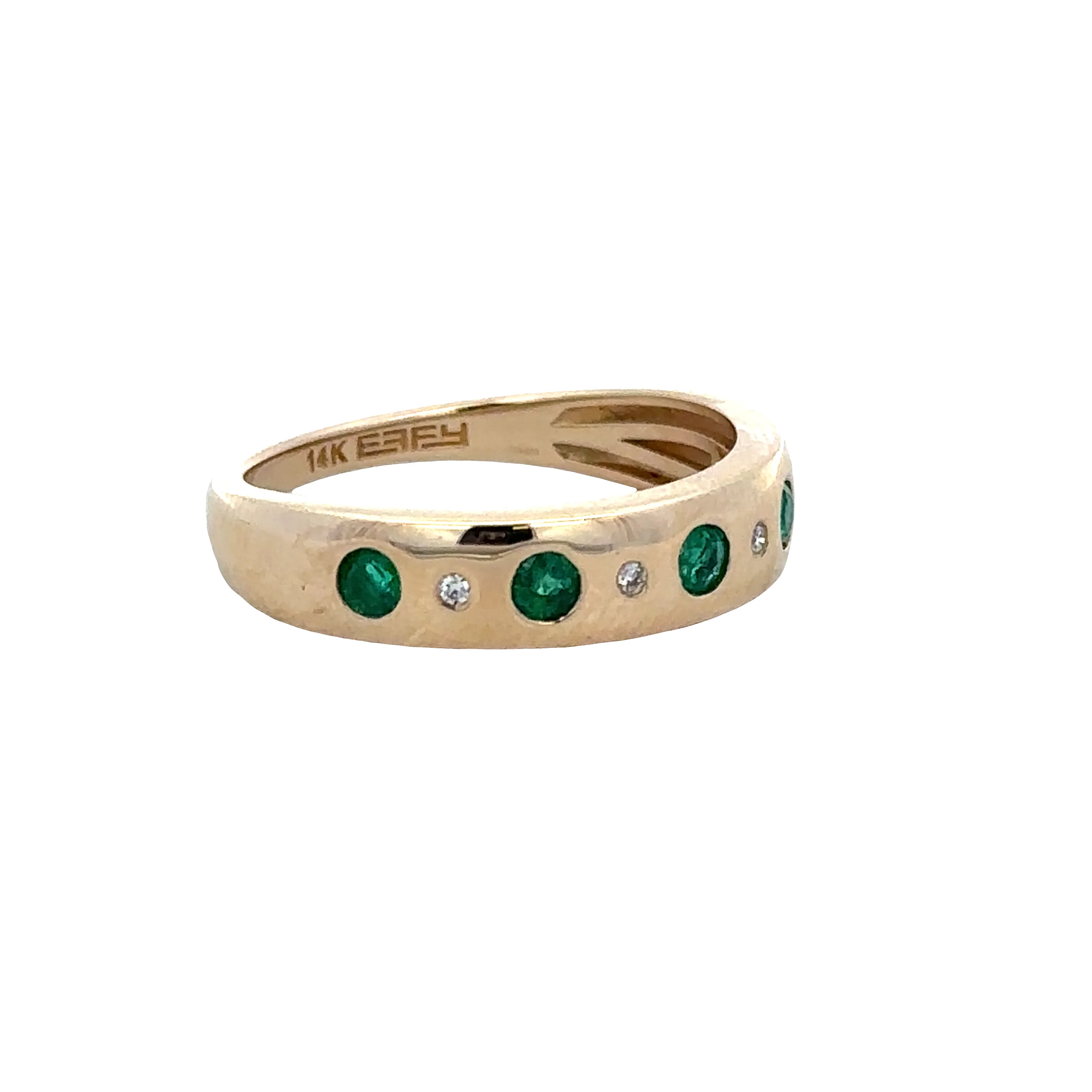 14k Yellow Gold Emerald & Diamond Alternating Band – Size 7.25 - Image 2