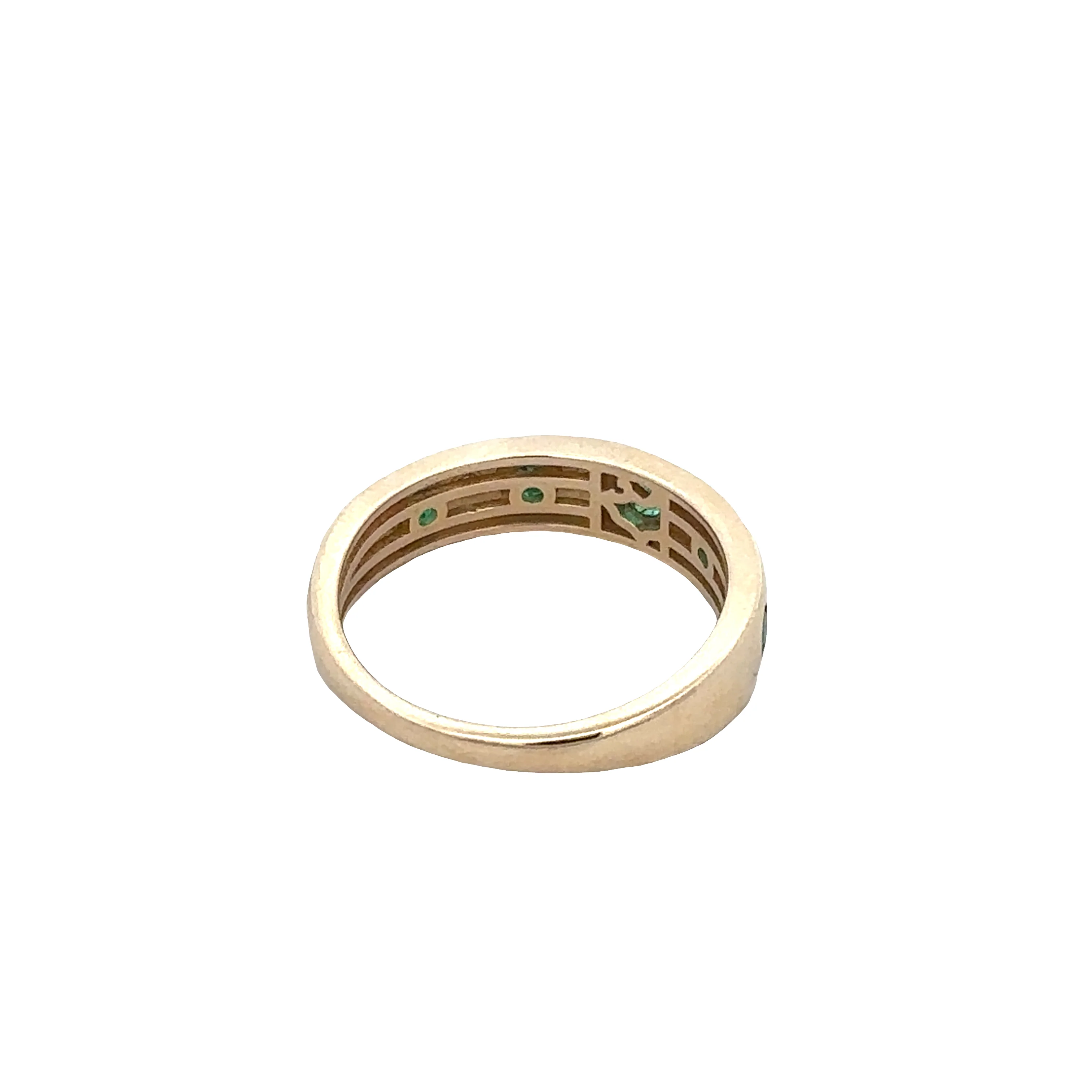 14k Yellow Gold Emerald & Diamond Alternating Band – Size 7.25 - Image 3