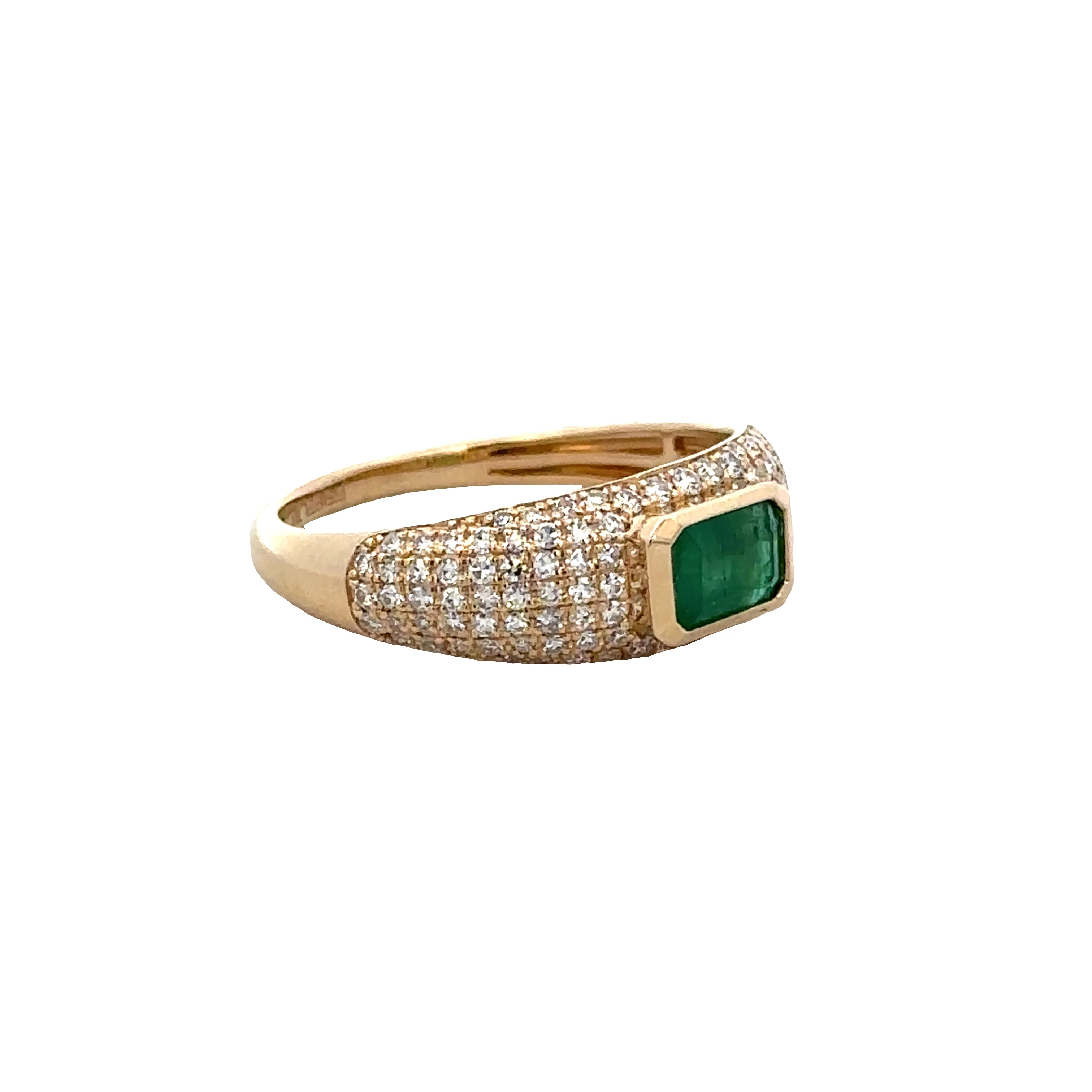 14k Yellow Gold Emerald & Diamond Ring – Size 7 - Image 2