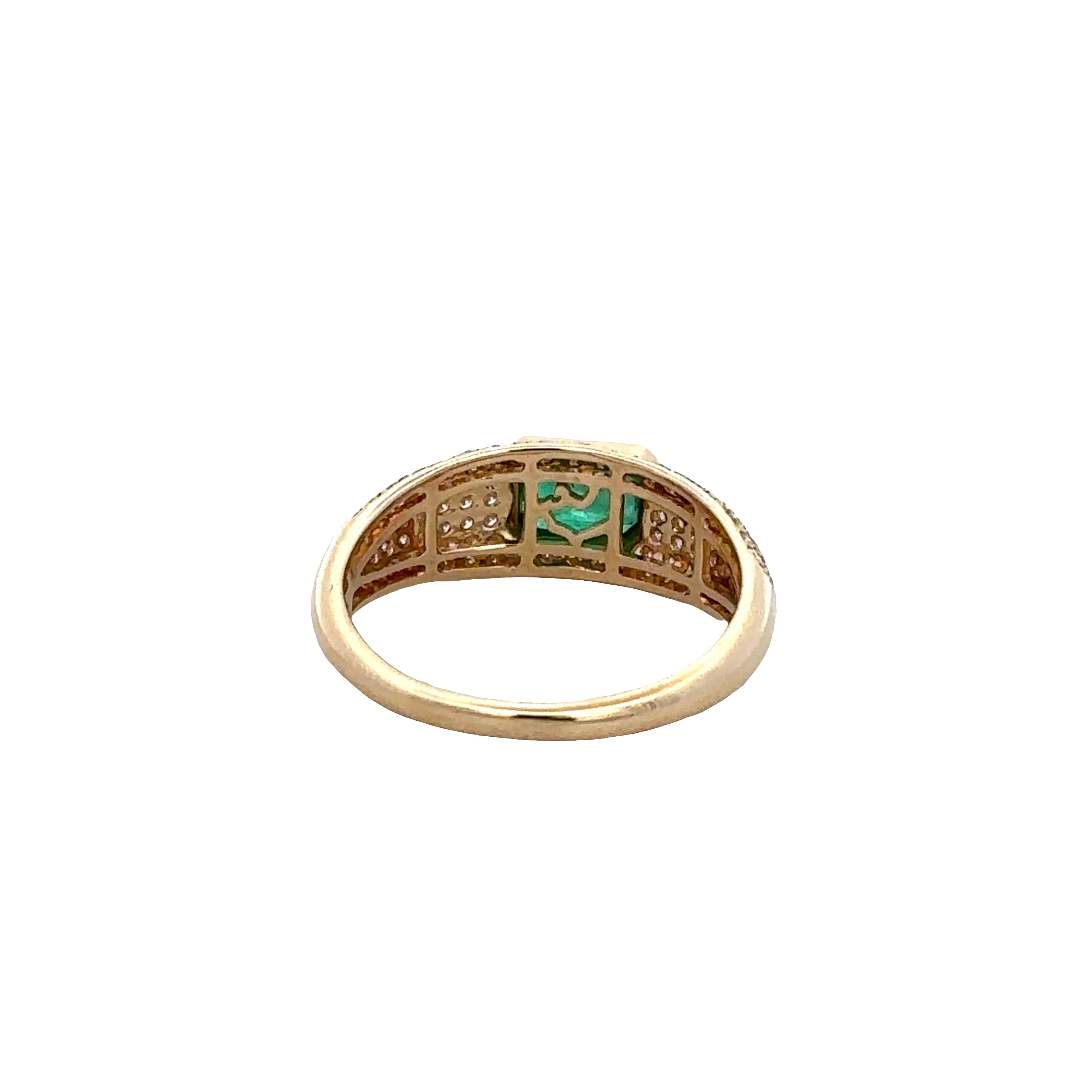 14k Yellow Gold Emerald & Diamond Ring – Size 7 - Image 3