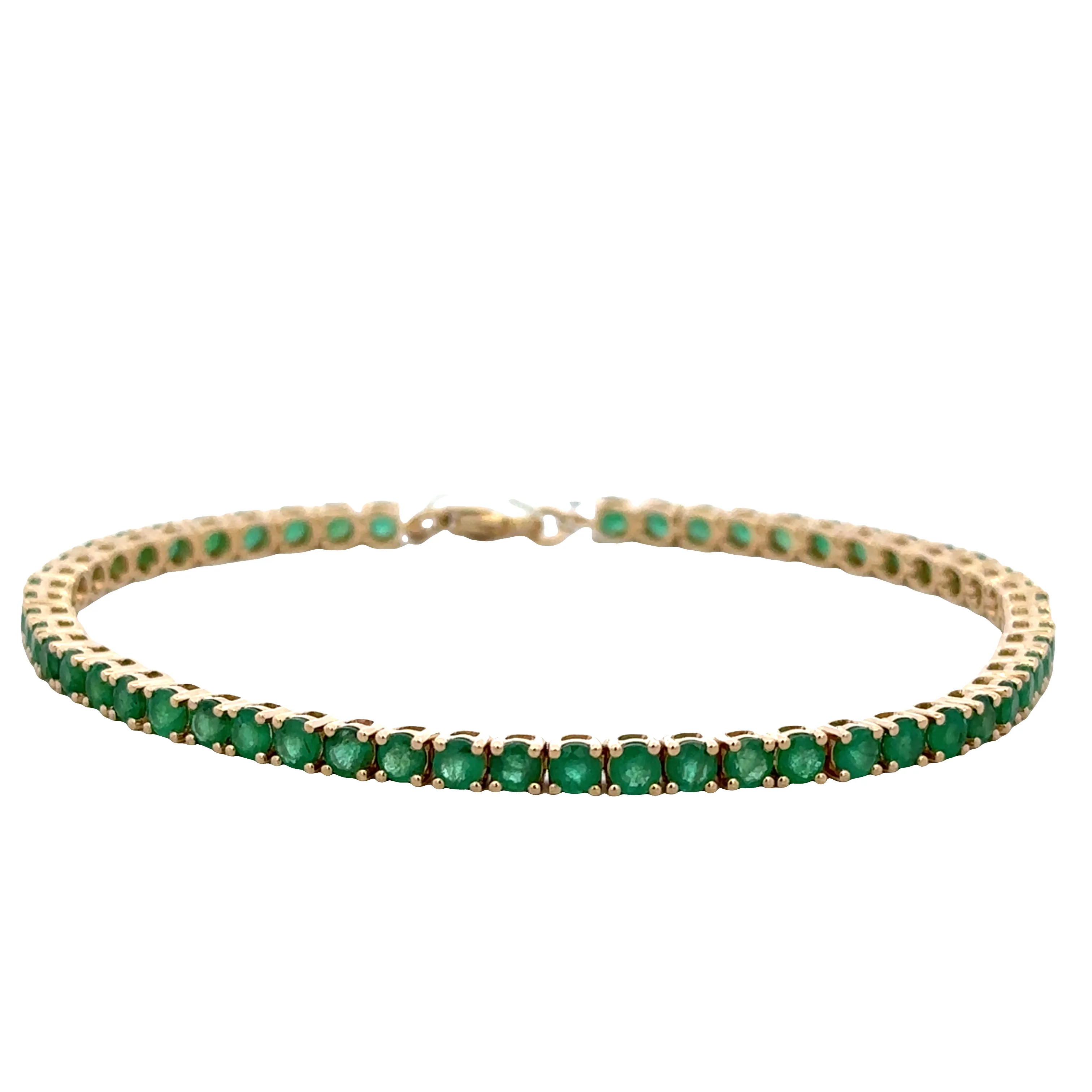 14k Yellow Gold Emerald Line Bracelet