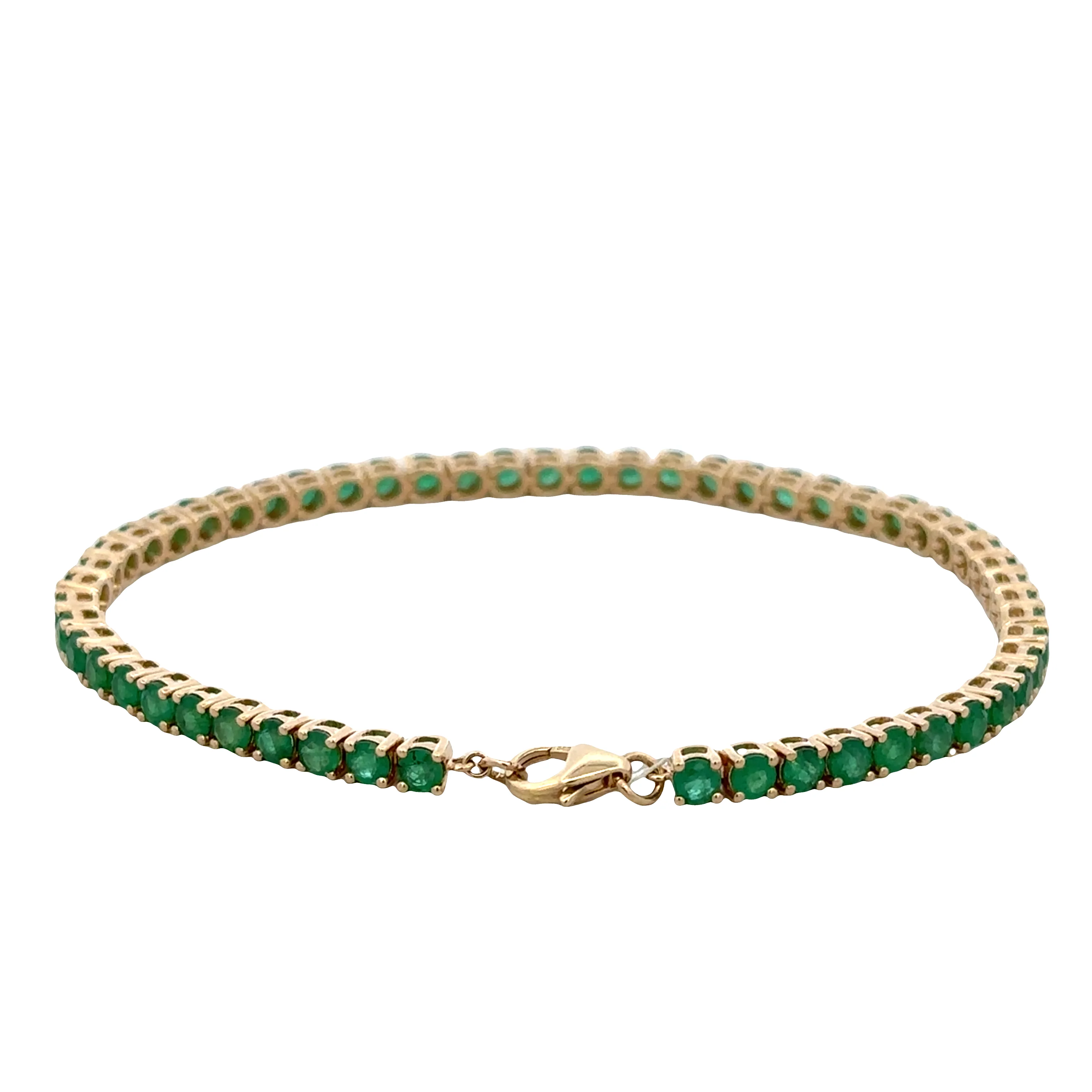 14k Yellow Gold Emerald Line Bracelet - Image 2