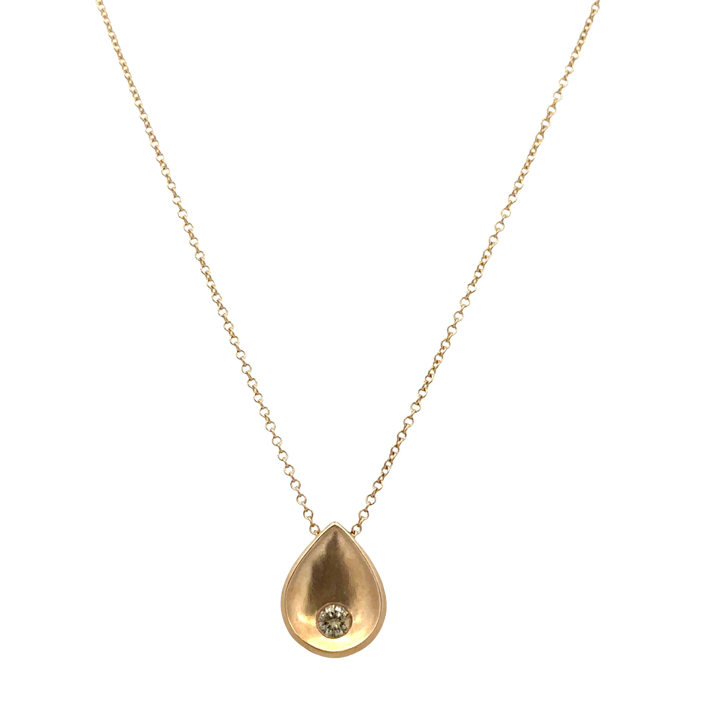 14k Yellow Gold Fancy Light Yellow Diamond Teardrop Slide Pendant Necklace – 18"