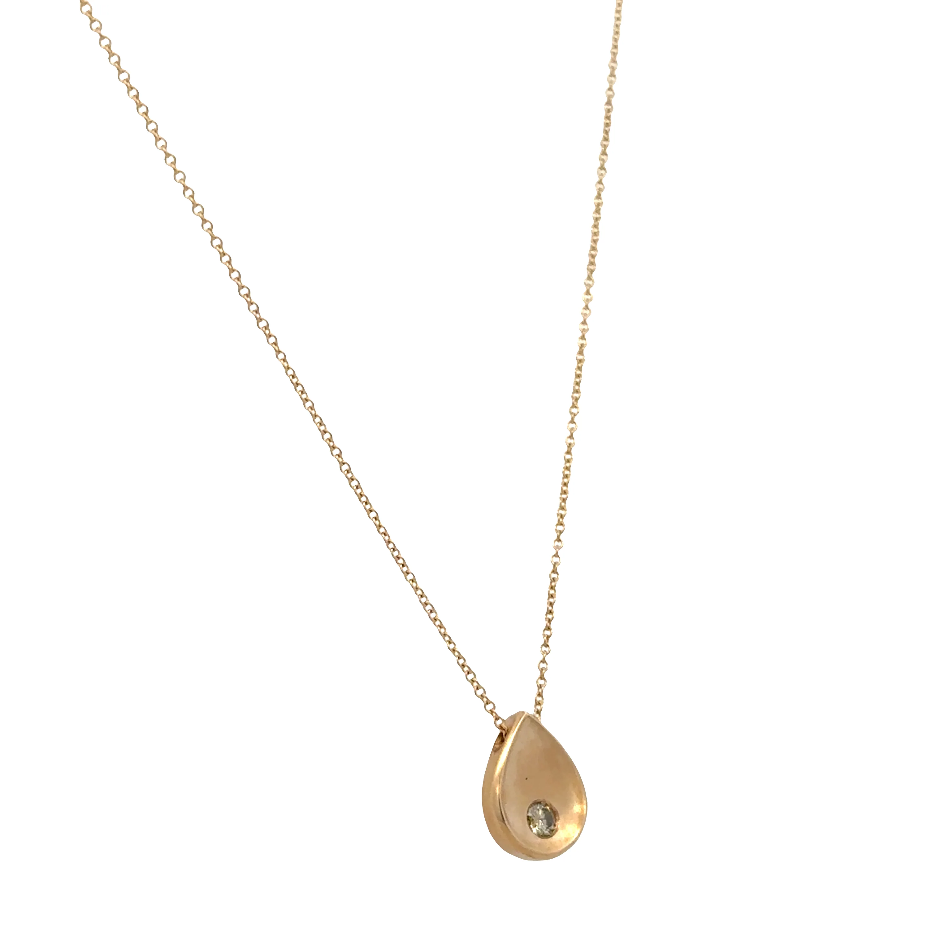 14k Yellow Gold Fancy Light Yellow Diamond Teardrop Slide Pendant Necklace – 18" - Image 3
