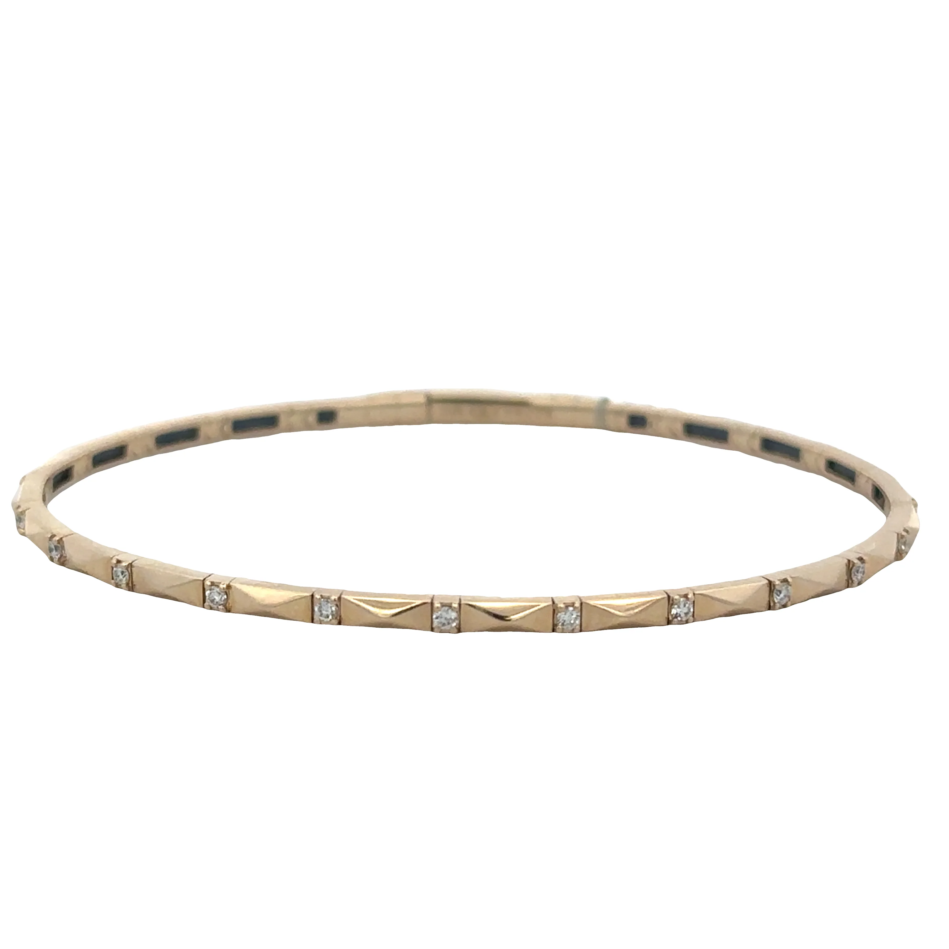 14k Yellow Gold Flexible Faceted Diamond Bangle Bracelet – 0.16 CTW, 2.4mm