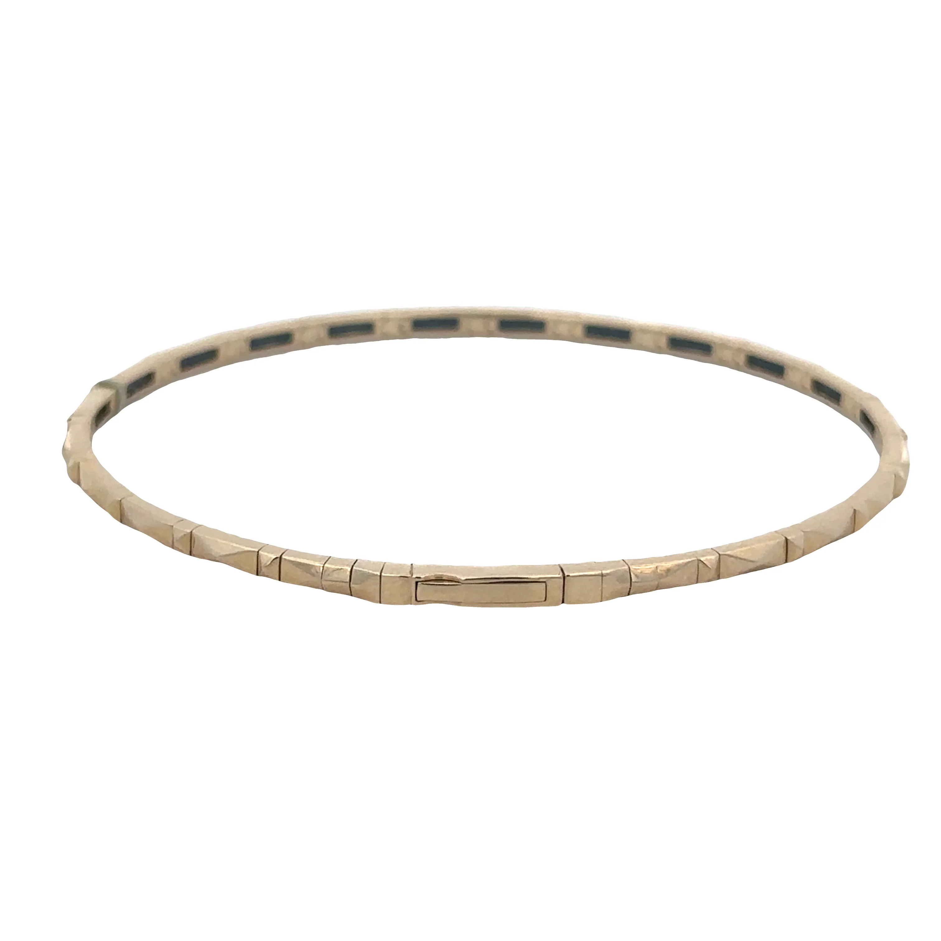 14k Yellow Gold Flexible Faceted Diamond Bangle Bracelet – 0.16 CTW, 2.4mm - Image 2