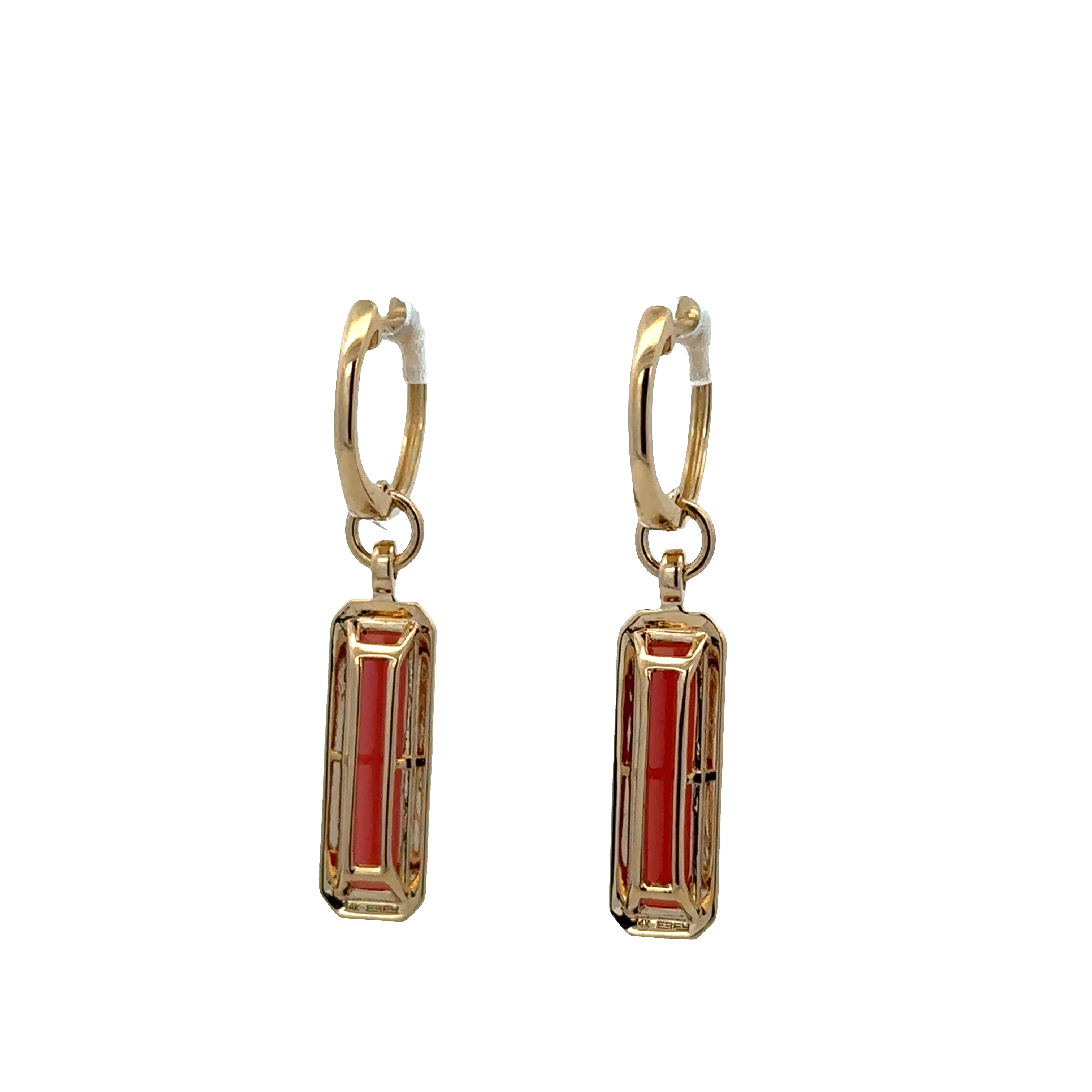 14k Yellow Gold Garnet & Diamond Dangle Earrings - Image 2