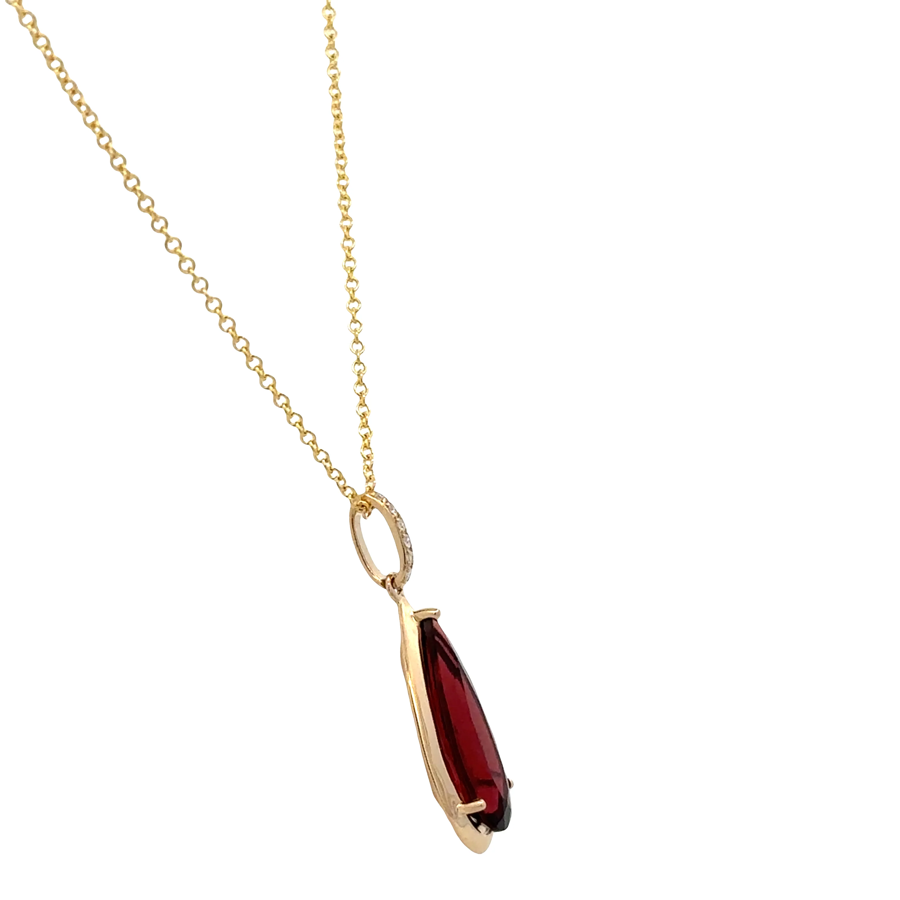 14k Yellow Gold Garnet & Diamond Pendant Necklace – 18" - Image 2