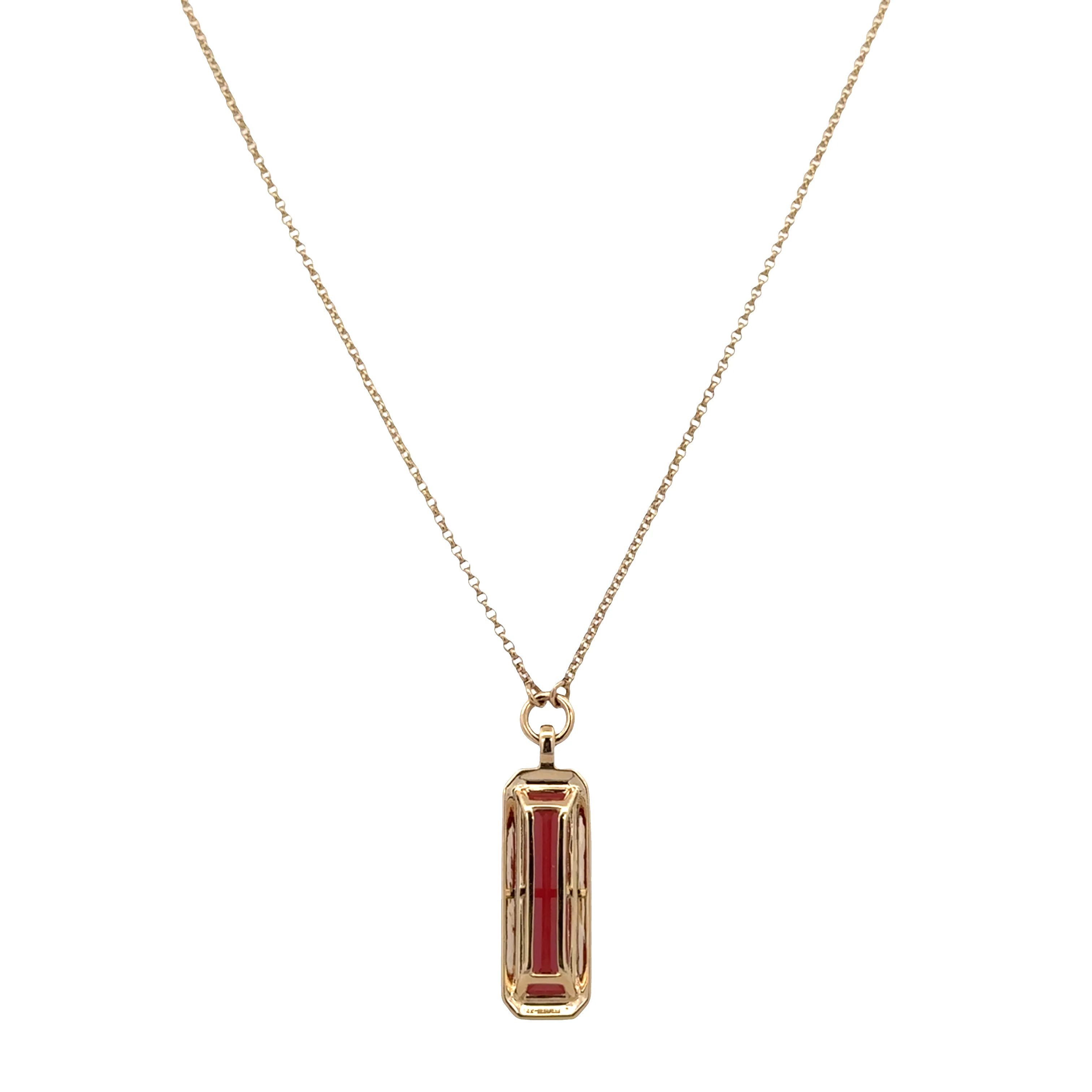 14k Yellow Gold Garnet & Diamond Pendant Necklace - Image 3