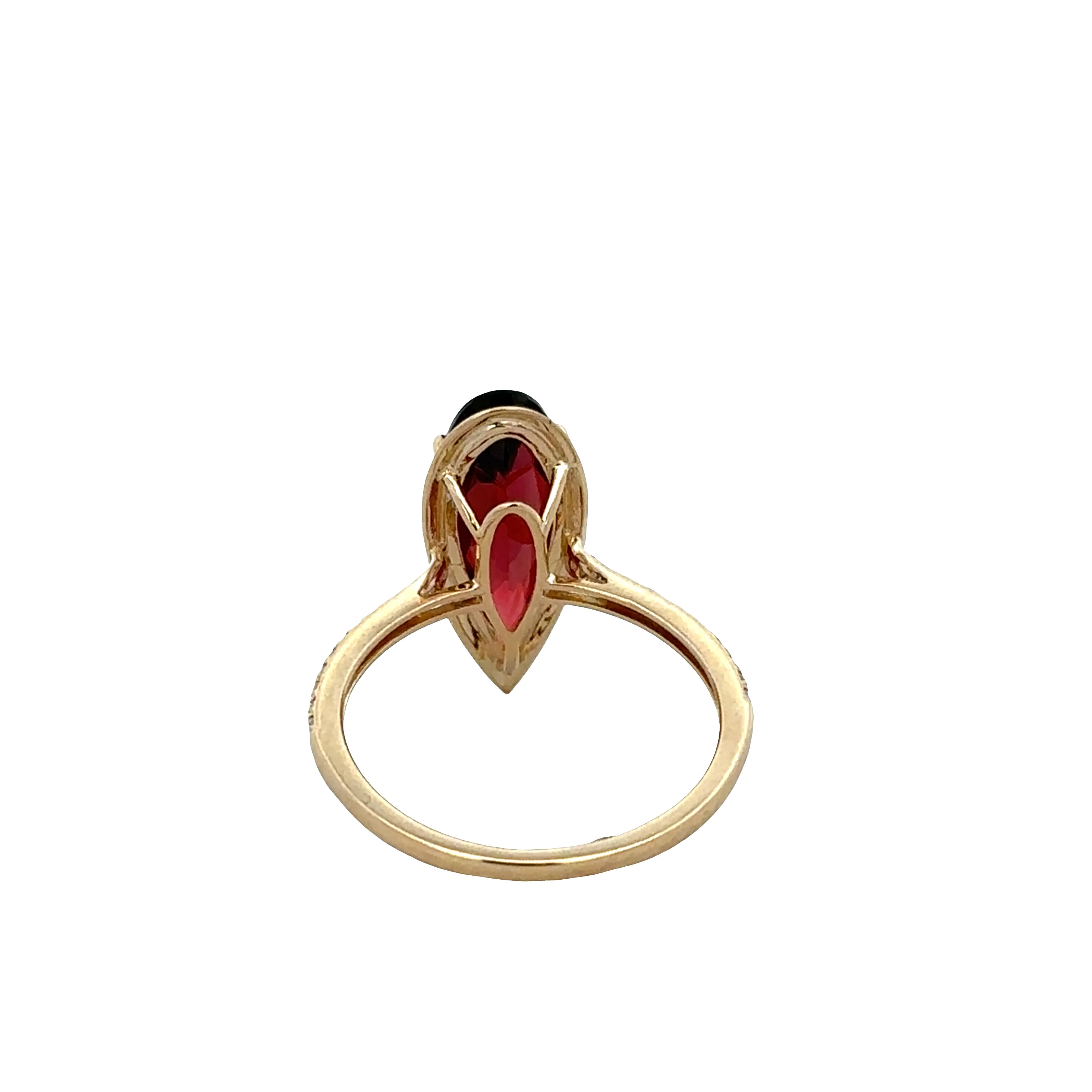 14k Yellow Gold Garnet & Diamond Ring – Size 7.25 - Image 3