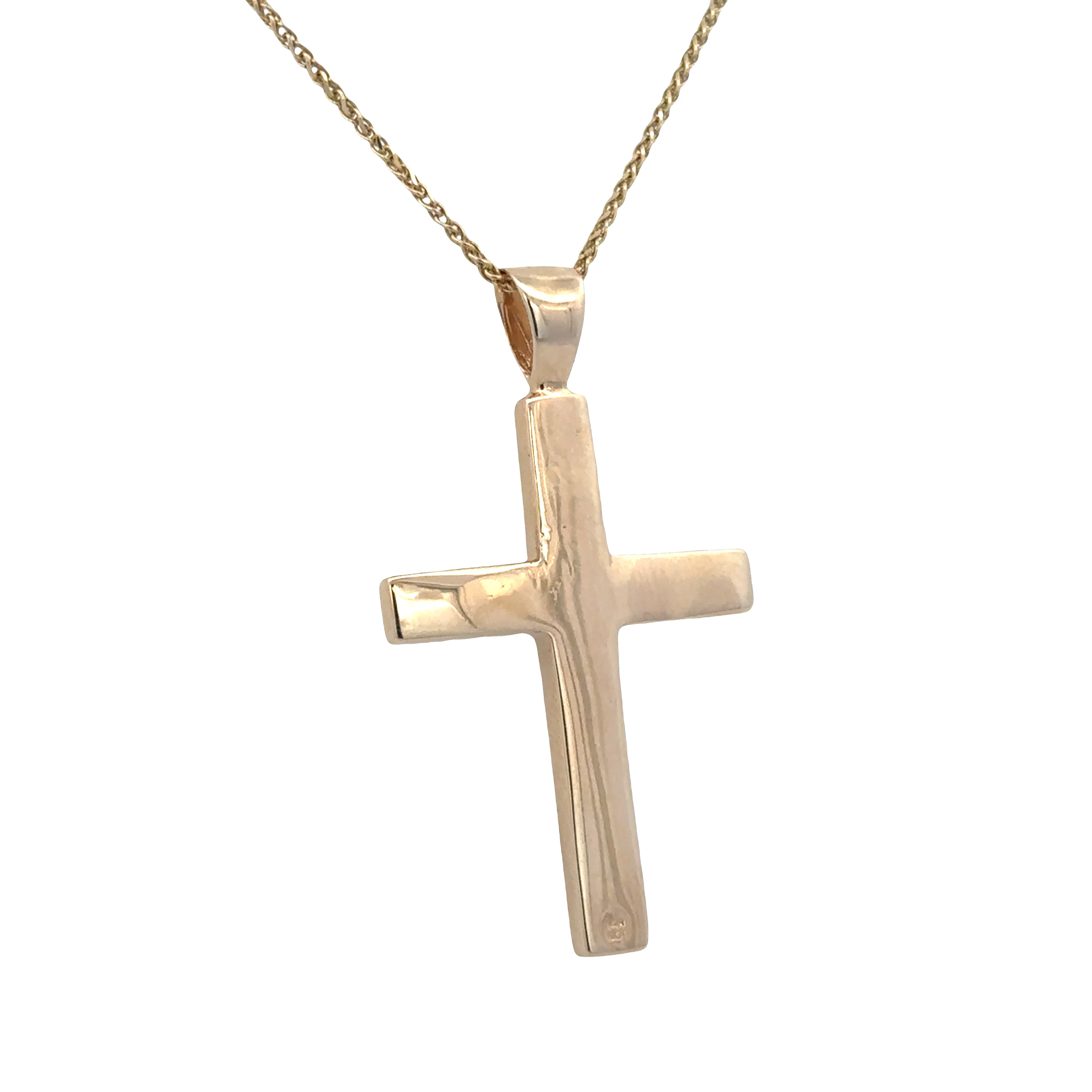 14k Yellow Gold Gold Bearing Quartz Cross Pendant Necklace – 20" - Image 3