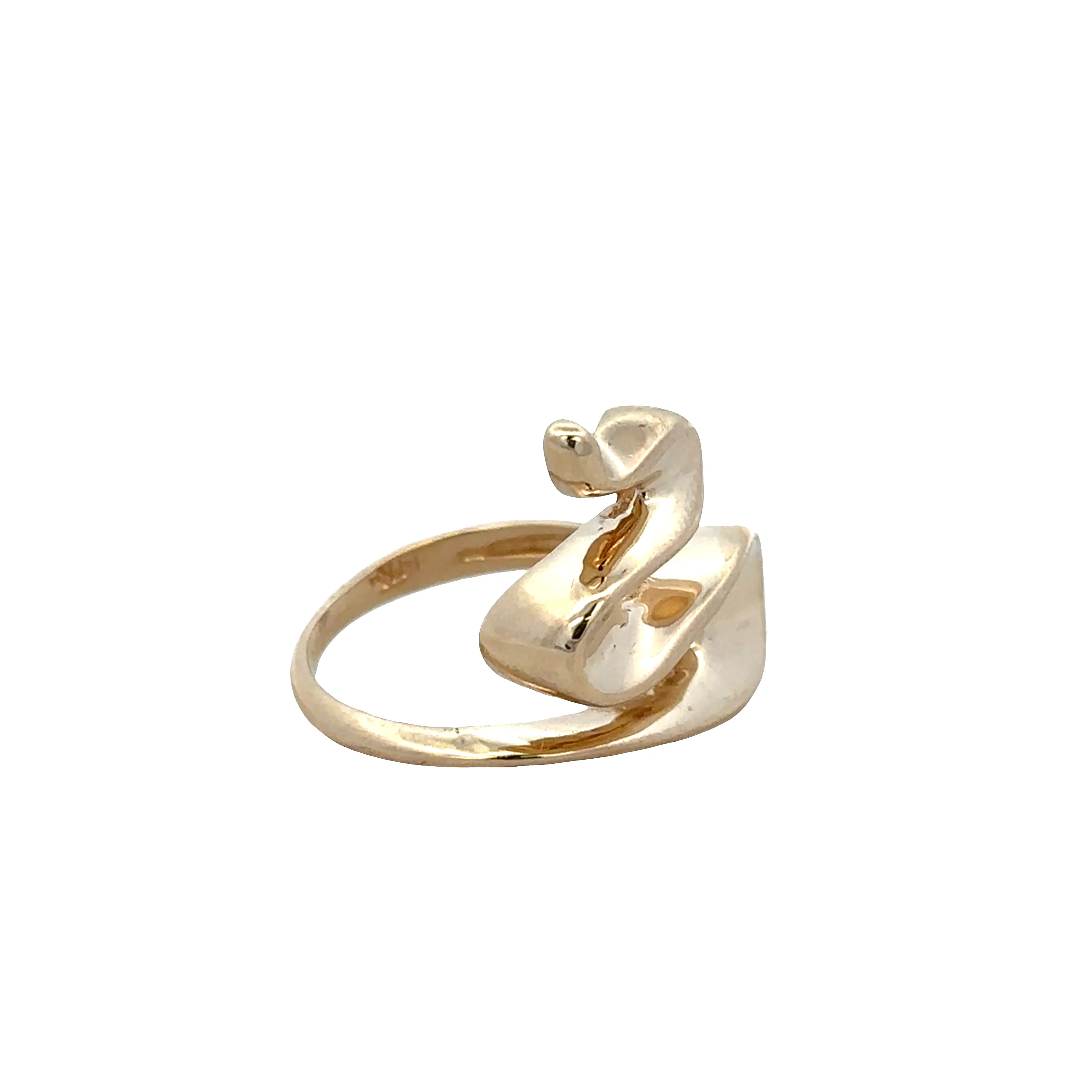 14k Yellow Gold Modern Snake Style Fashion Ring – Size 5 - Image 2