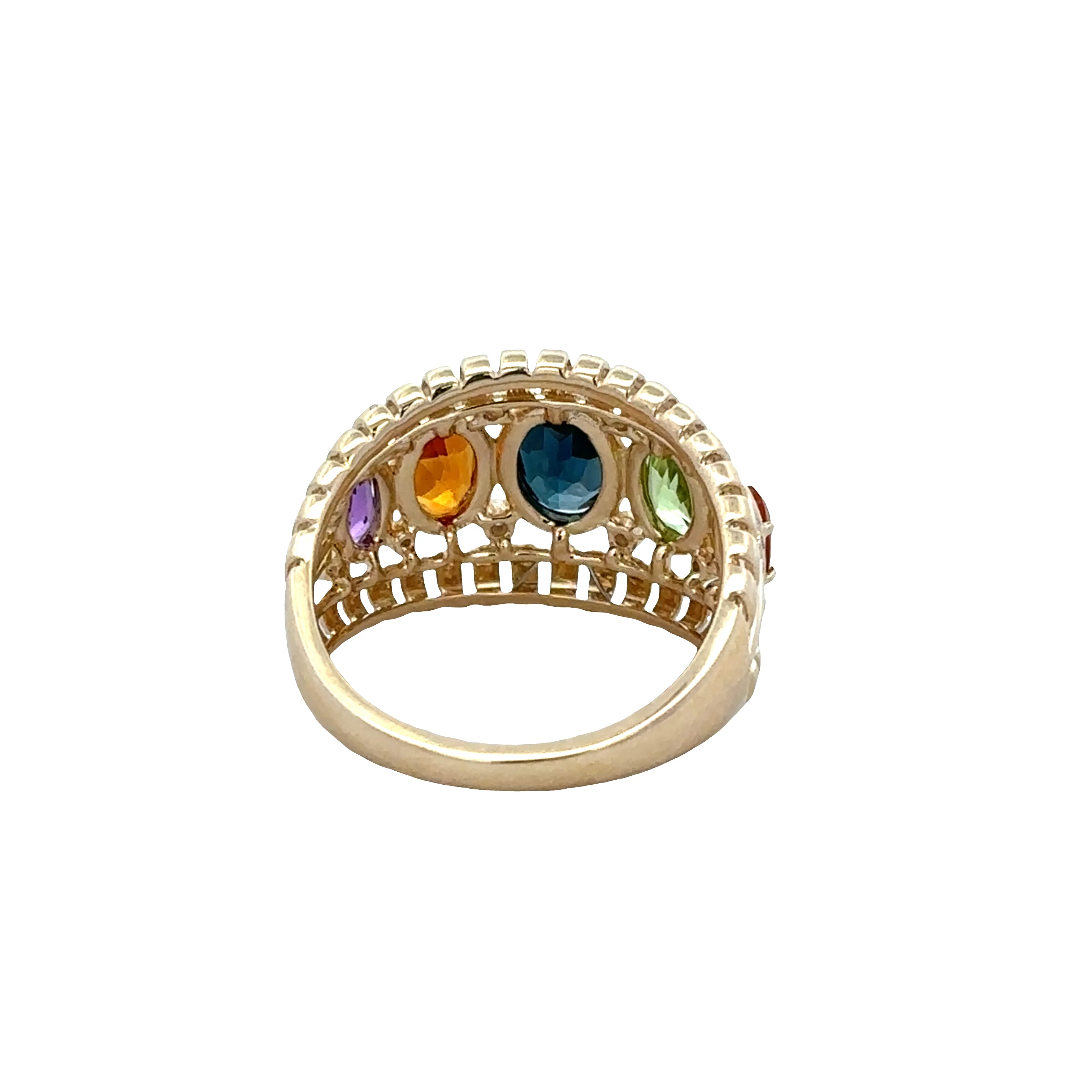 14k Yellow Gold Multicolor Gemstone & Diamond Band Ring – Size 7.25 - Image 3