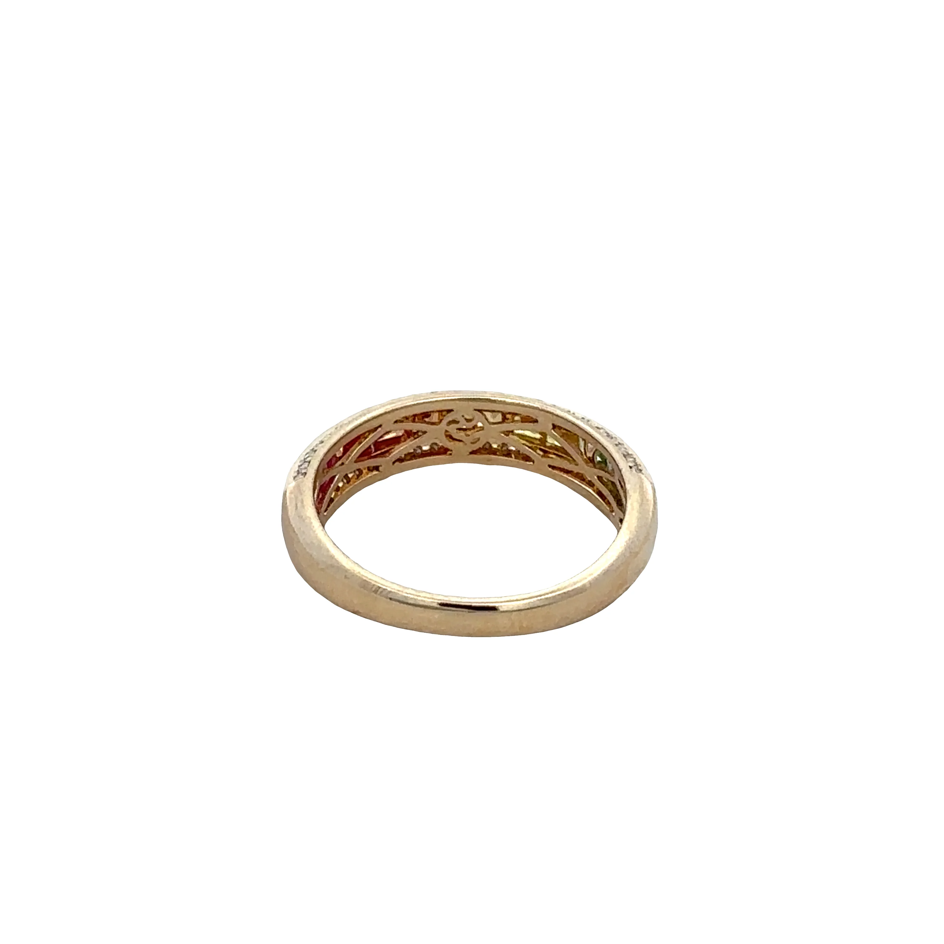 14k Yellow Gold Multicolor Sapphire & Diamond Band Ring – Size 7 - Image 3