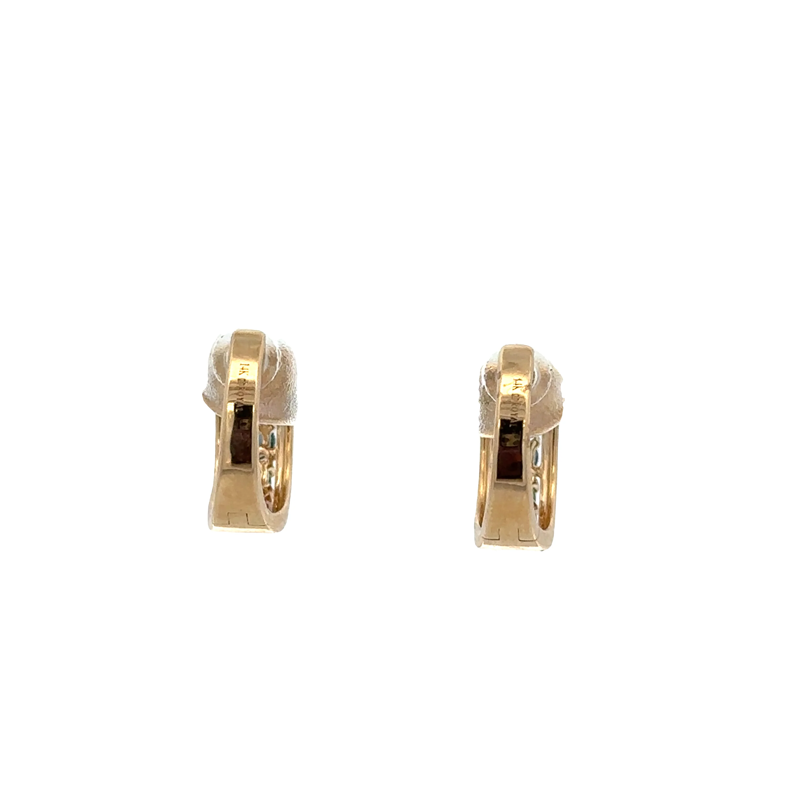 14k Yellow Gold Multicolor Sapphire & Diamond Petite Hoop Earrings - Image 3