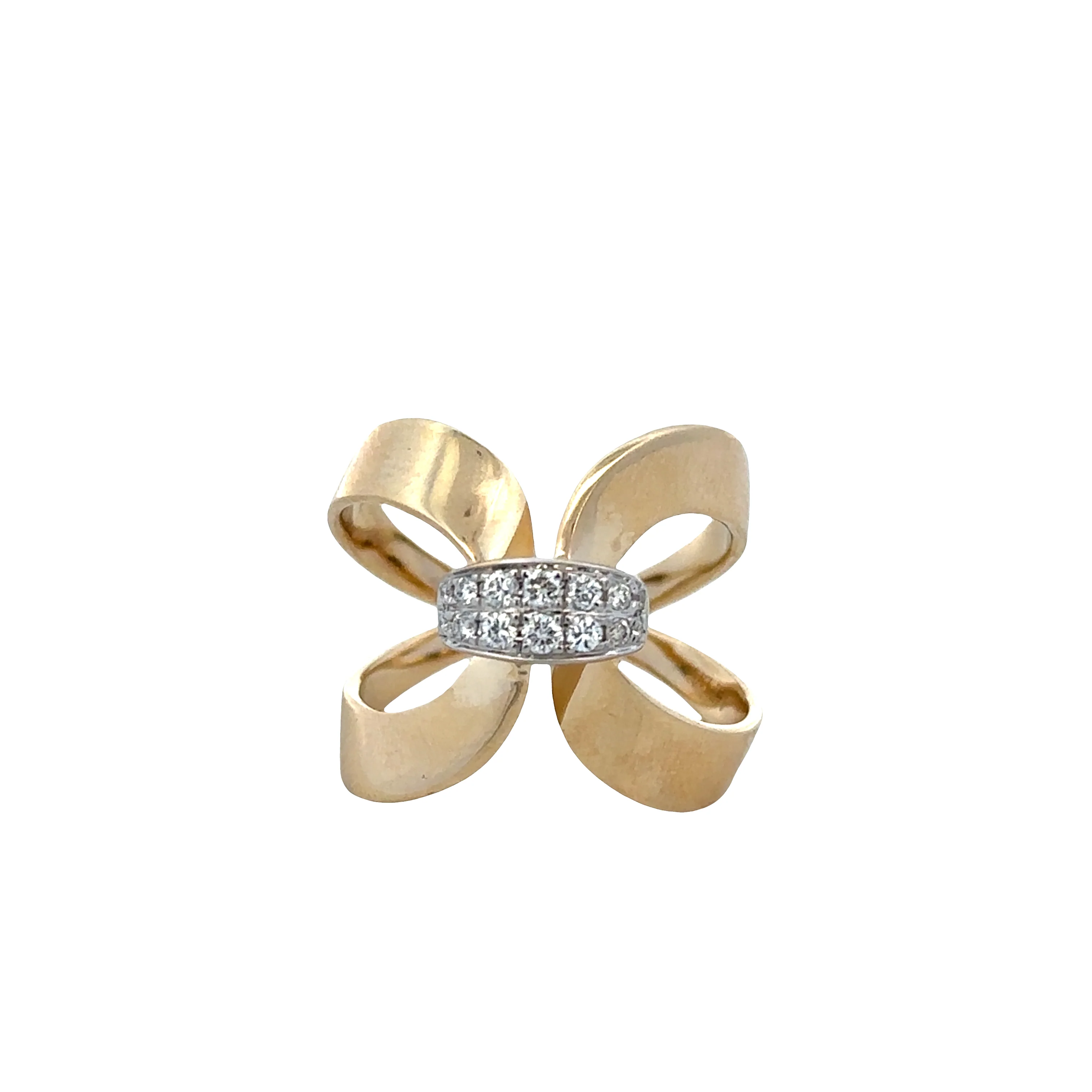 14k Yellow Gold Openwork Ring with Round Brilliant Cut Diamonds – 0.18 Carats