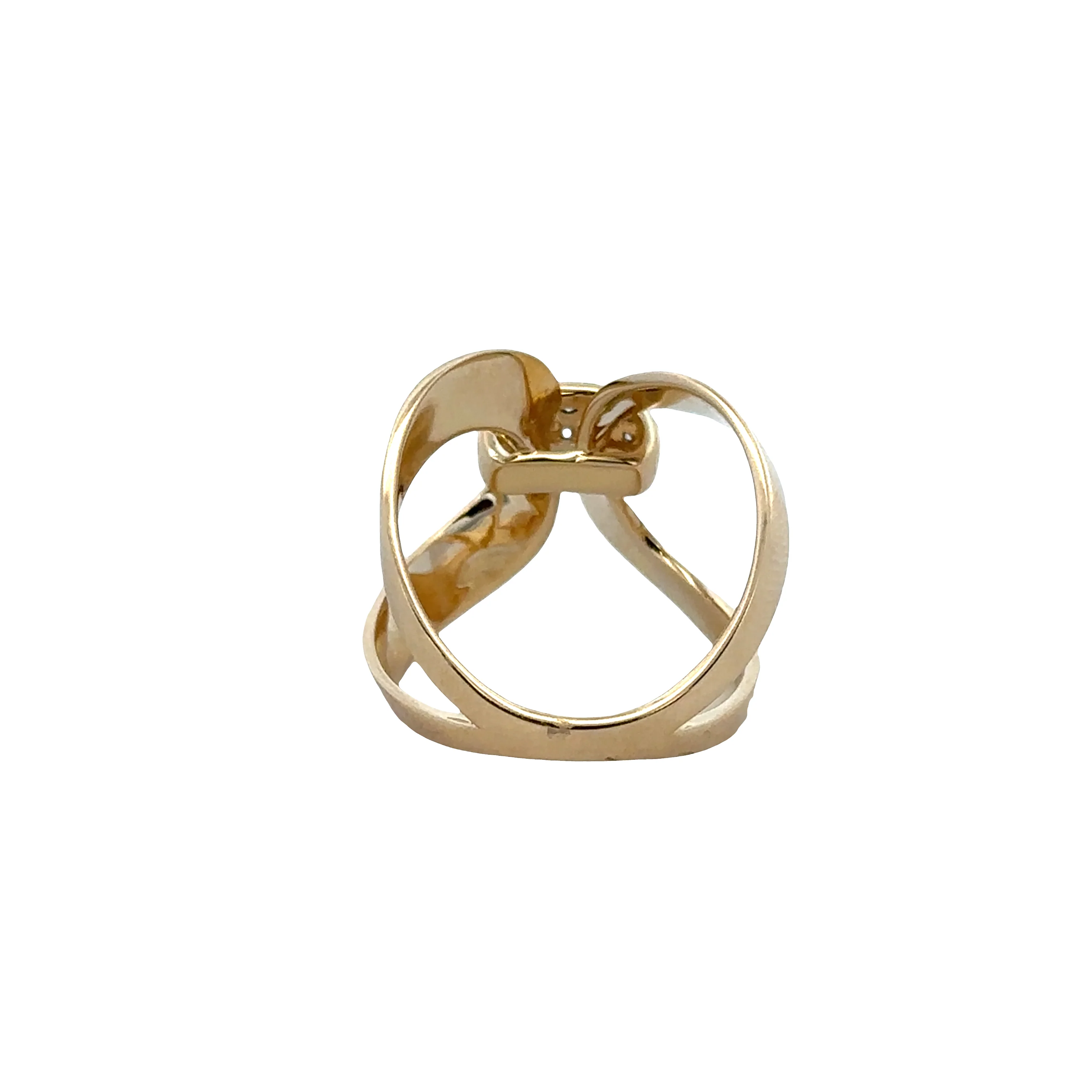 14k Yellow Gold Openwork Ring with Round Brilliant Cut Diamonds – 0.18 Carats - Image 3