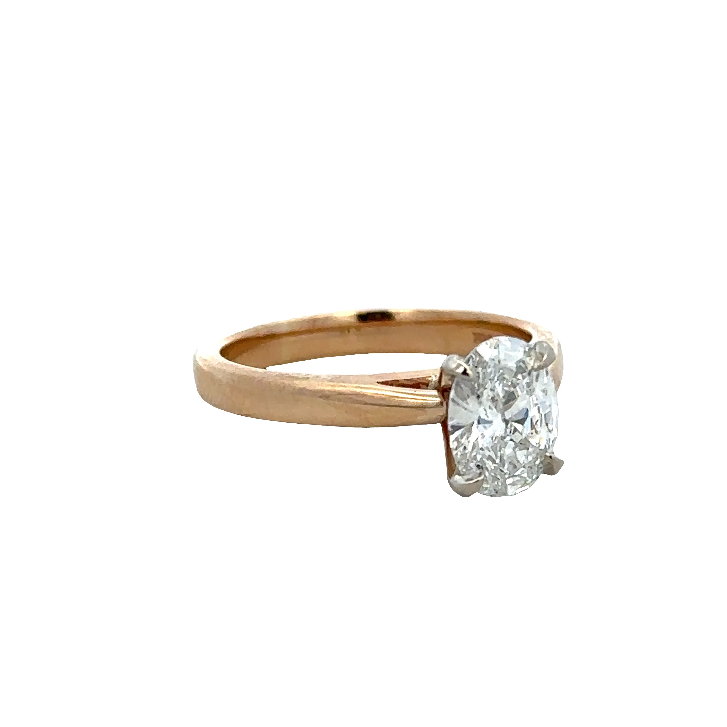 14k Yellow Gold Oval Diamond Solitaire Engagement Ring – Size 5.75 - Image 2