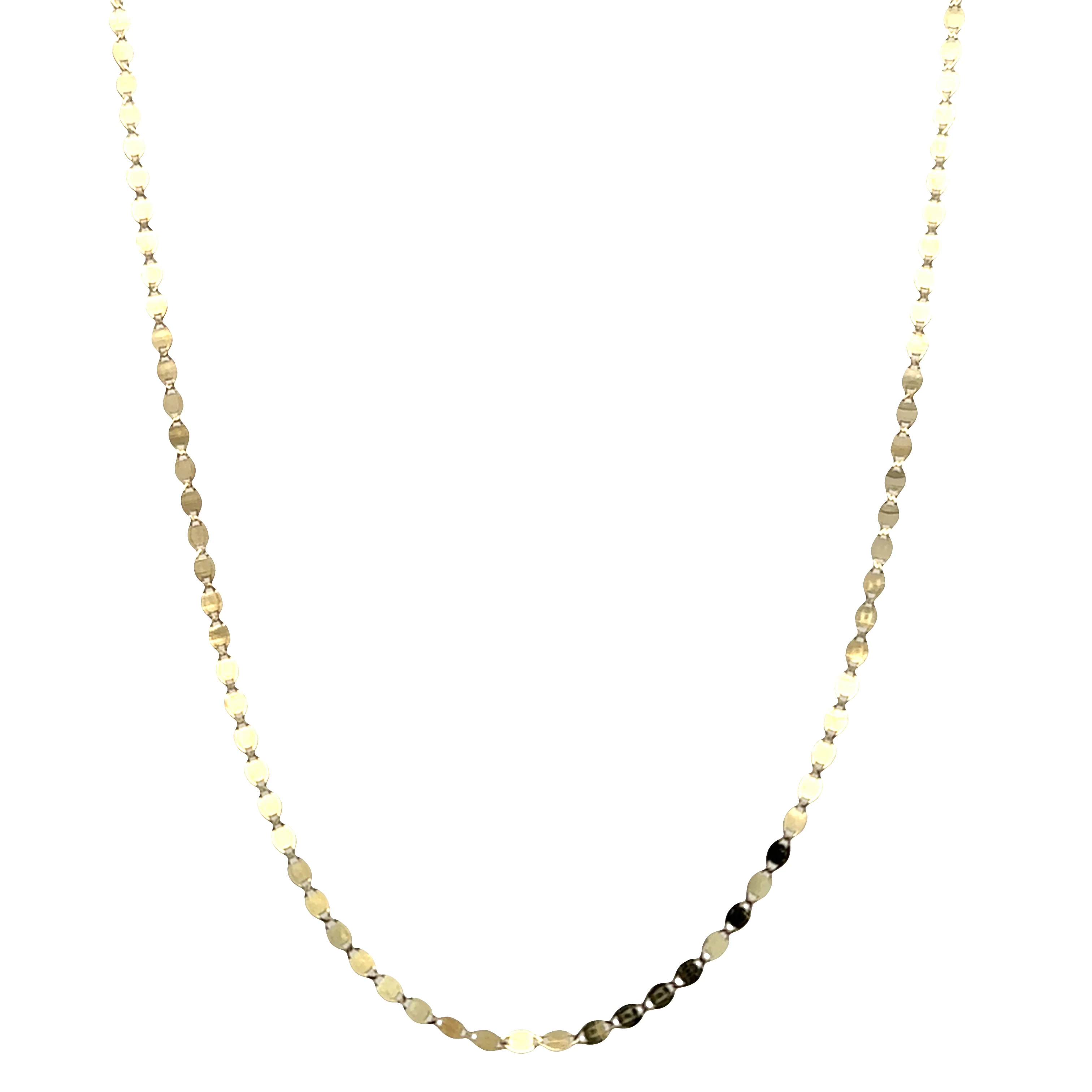 14k Yellow Gold Oval Mirror Link Chain Necklace – 16" - Image 2