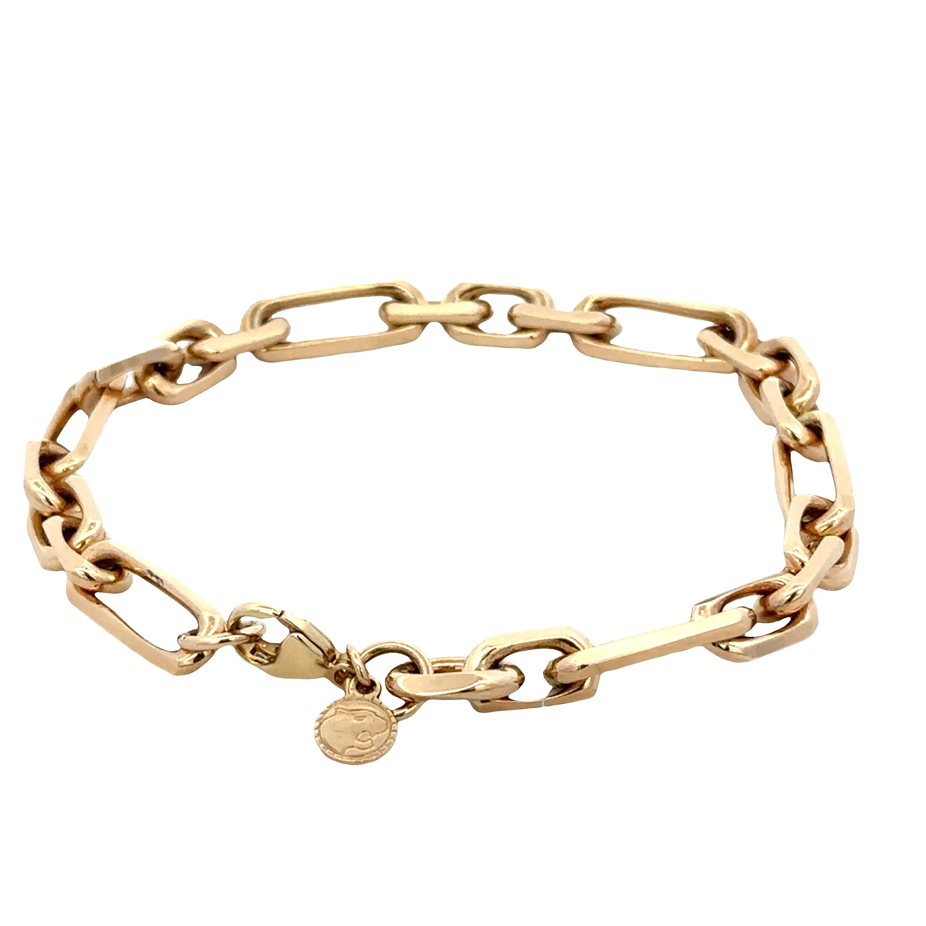 14K Yellow Gold Paperclip Link Bracelet – Alternating Long & Short Links, 9" Length - Image 2