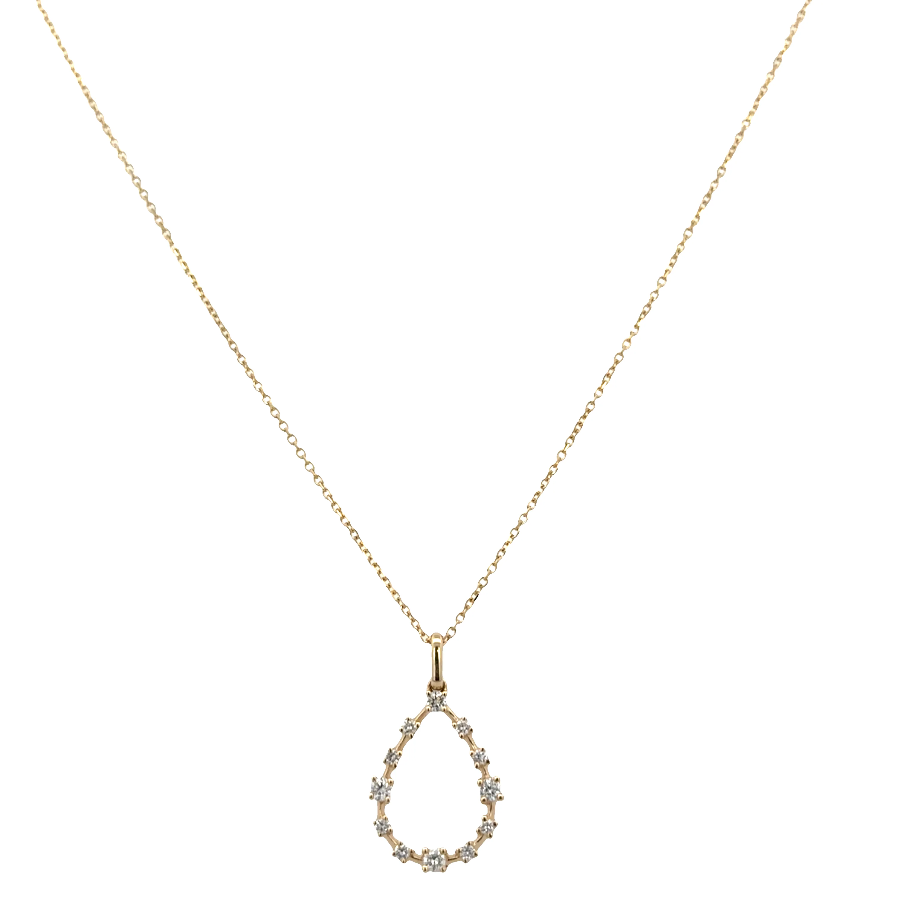 14k Yellow Gold Pear-Shaped Diamond Pendant – Adjustable 16"–18" - Image 2