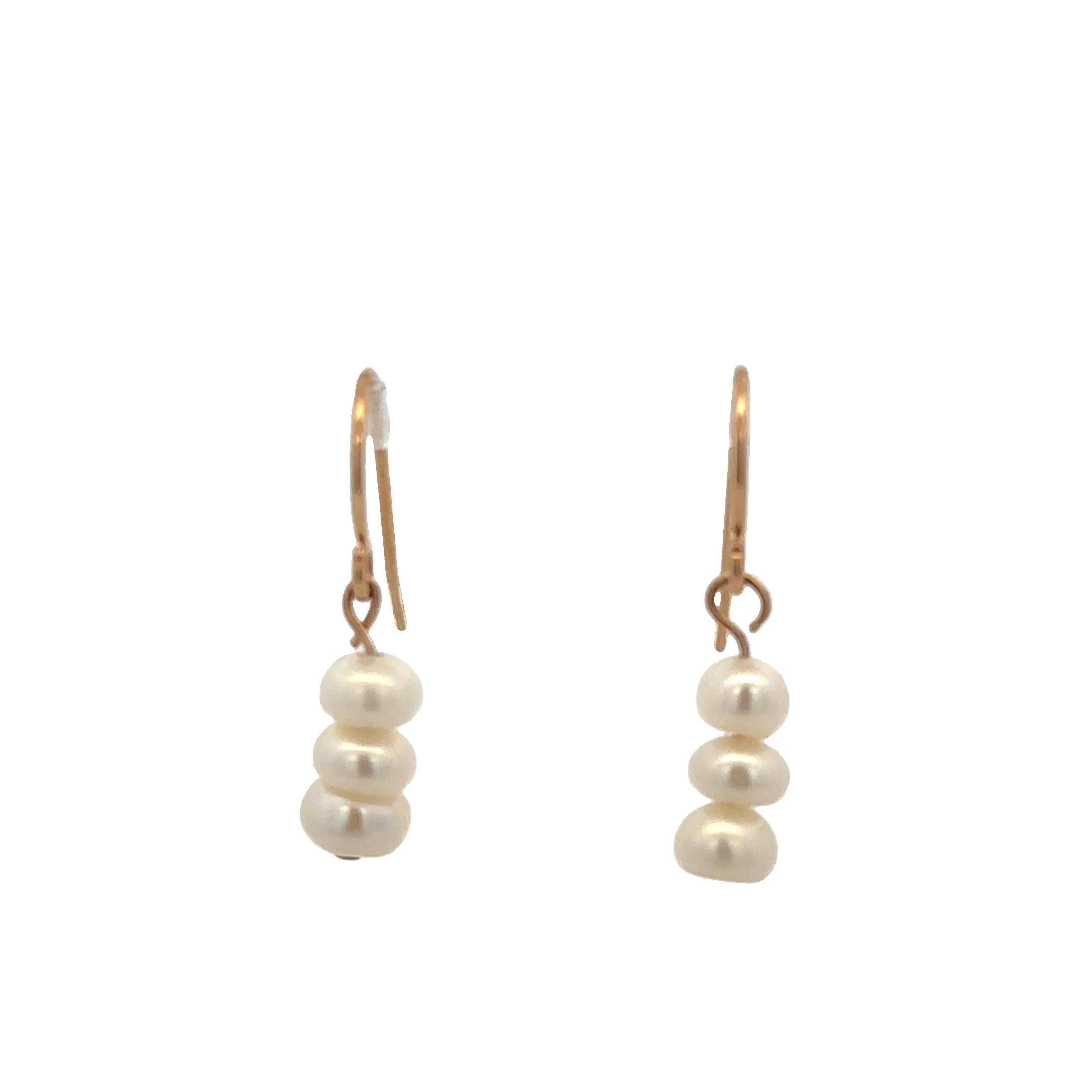 14k Yellow Gold Pearl Dangle Earrings – 7/8" Long