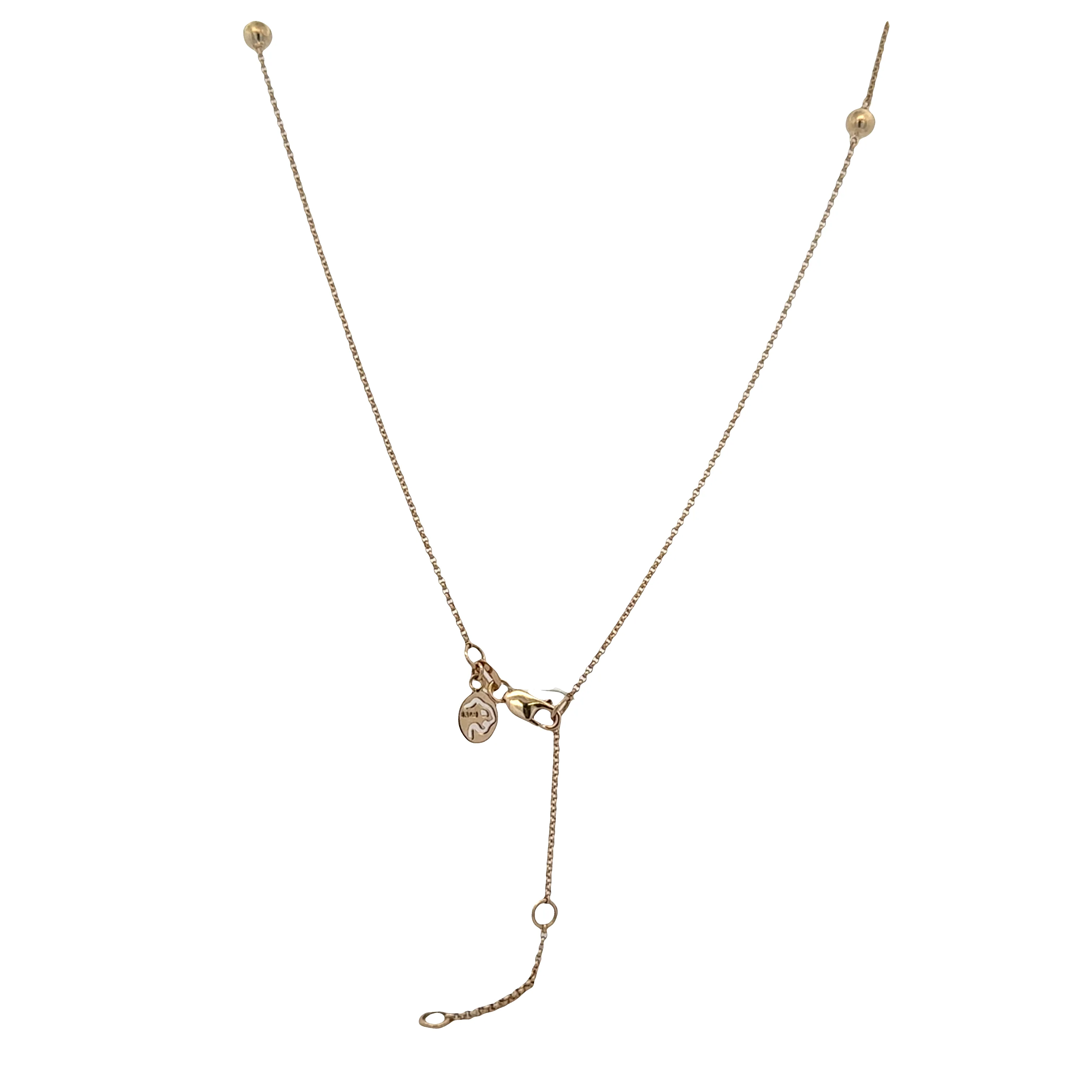 14k Yellow Gold Pearl & Diamond Y-Style Necklace – Adjustable 16"–18" - Image 3