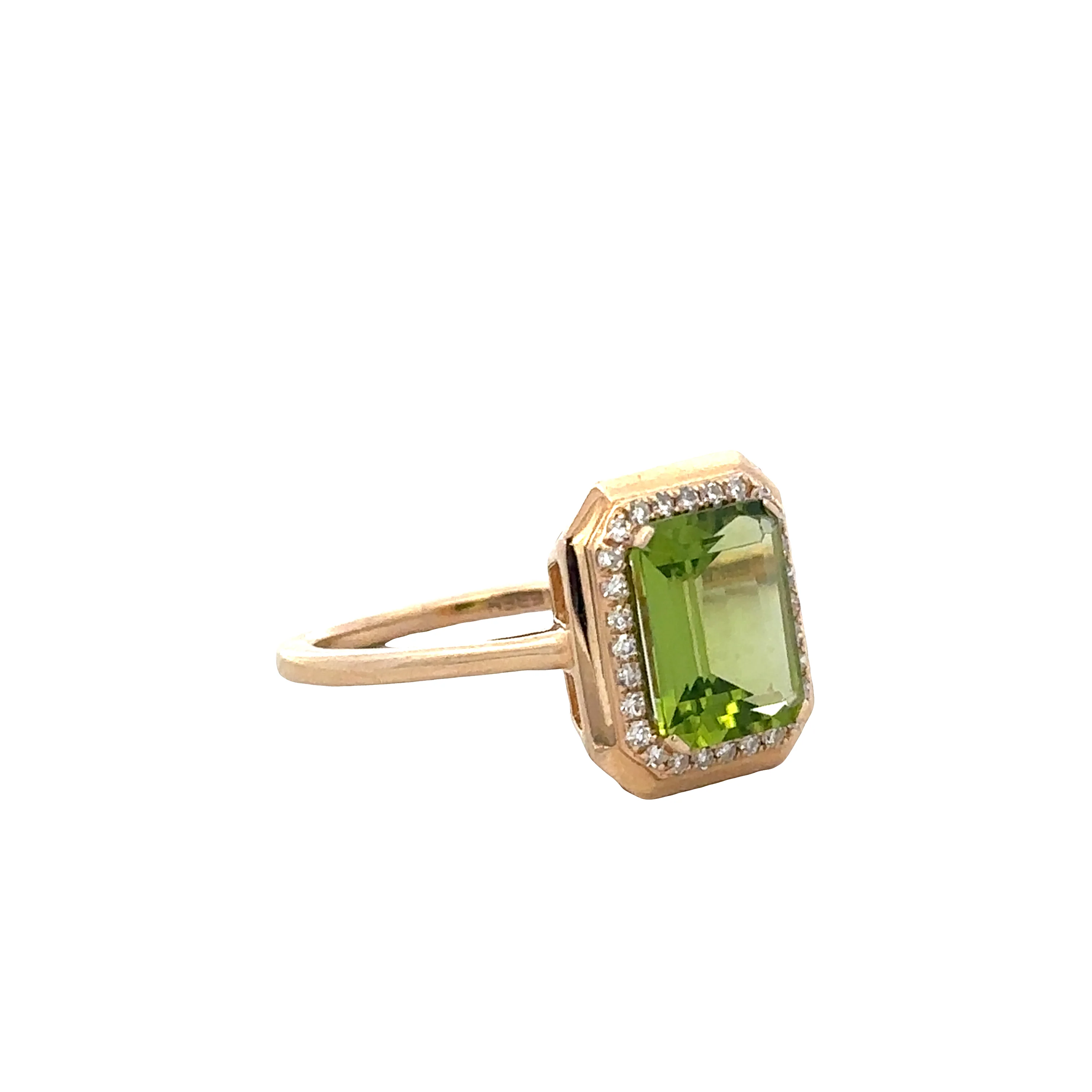 14k Yellow Gold Peridot & Diamond Halo Ring – Size 7.25 - Image 2