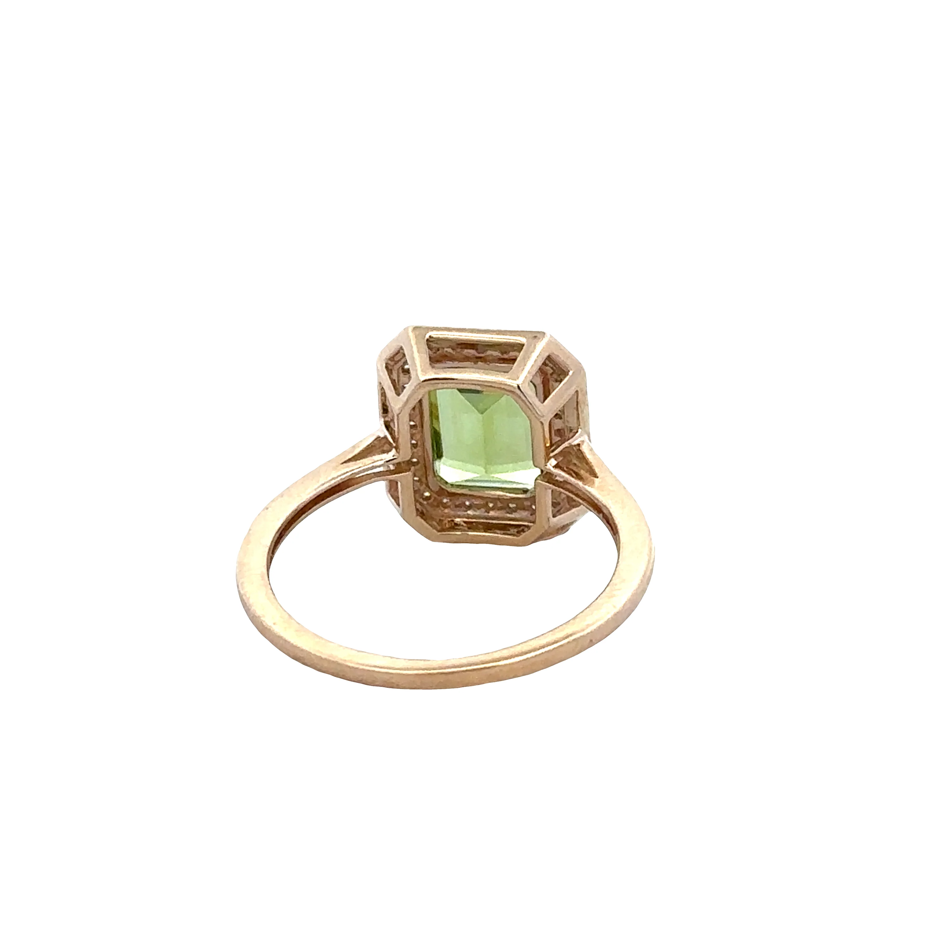 14k Yellow Gold Peridot & Diamond Halo Ring – Size 7.25 - Image 3
