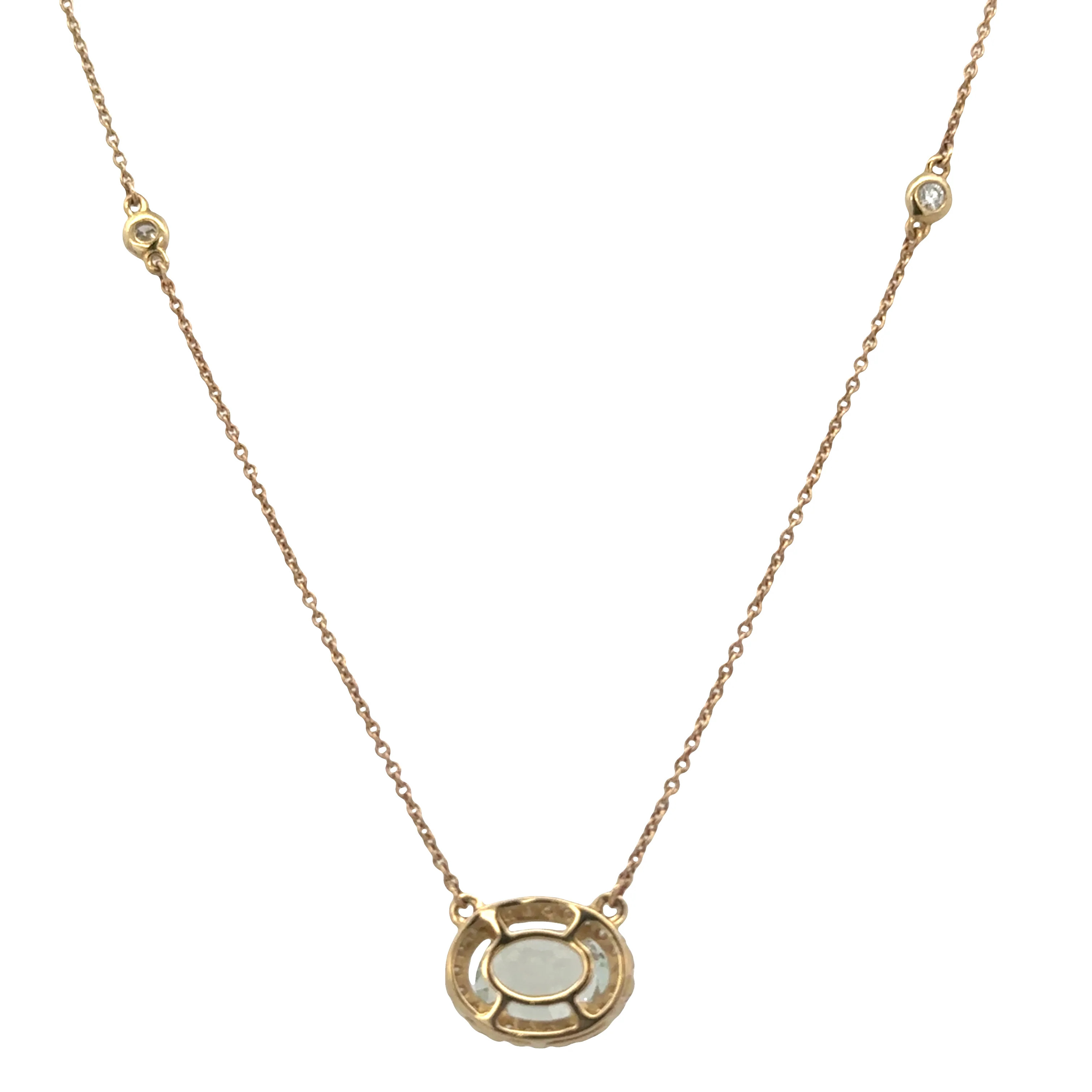 14k Yellow Gold Prasiolite & Diamond Station Necklace – 18" - Image 2
