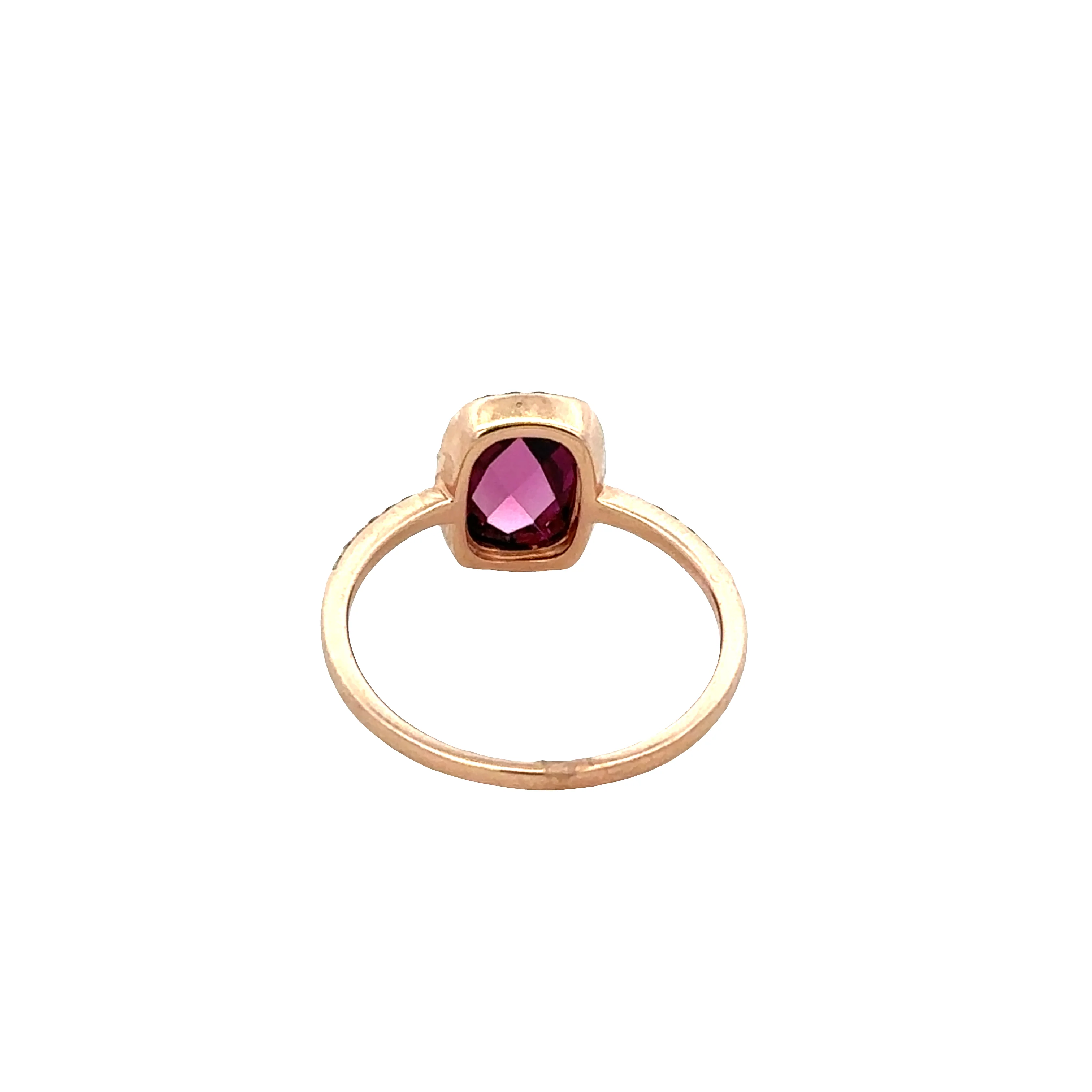 14k Yellow Gold Rhodolite Garnet and Diamond Halo Ring – 2.0 ct. Center Stone - Image 3
