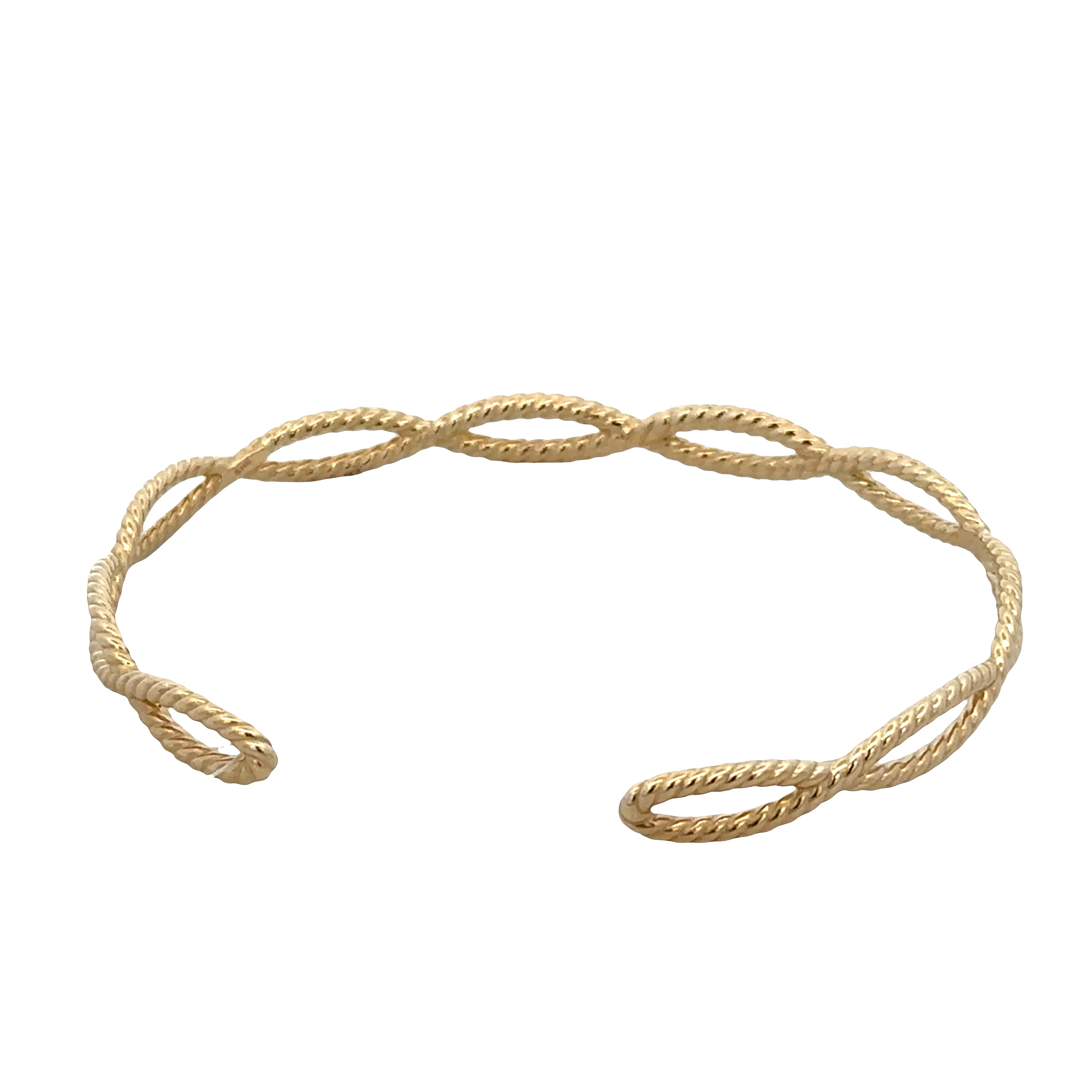 14k Yellow Gold Rope Detail Cuff Bracelet - Image 2