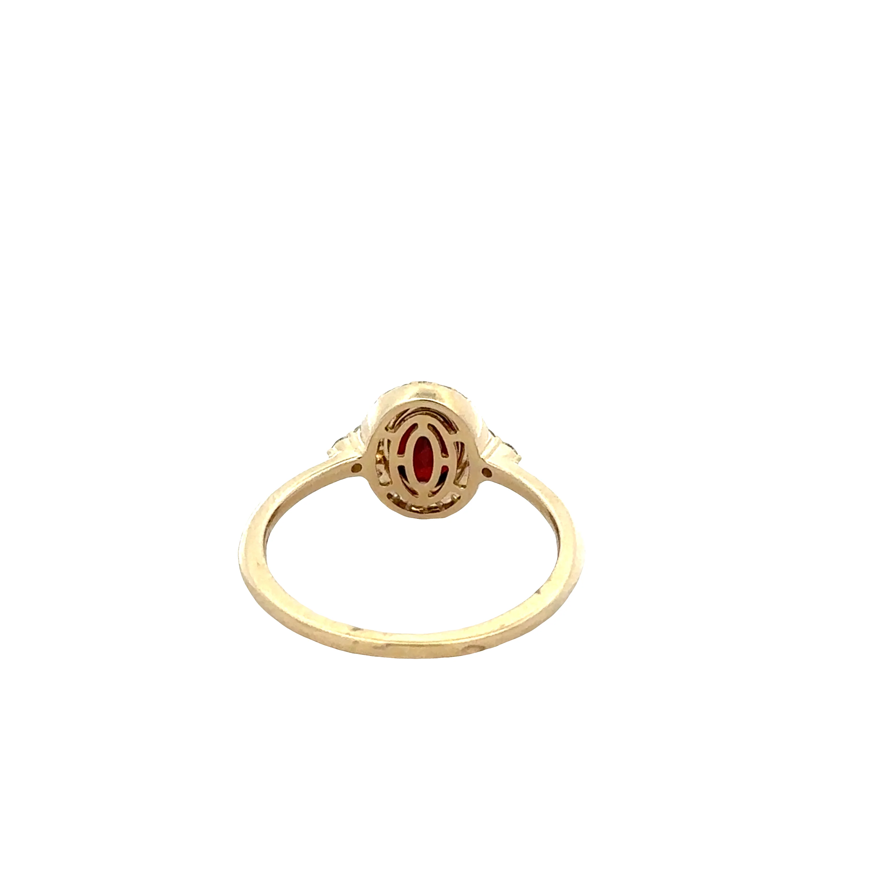 14k Yellow Gold Ruby and Diamond Bezel Set Ring - Image 3
