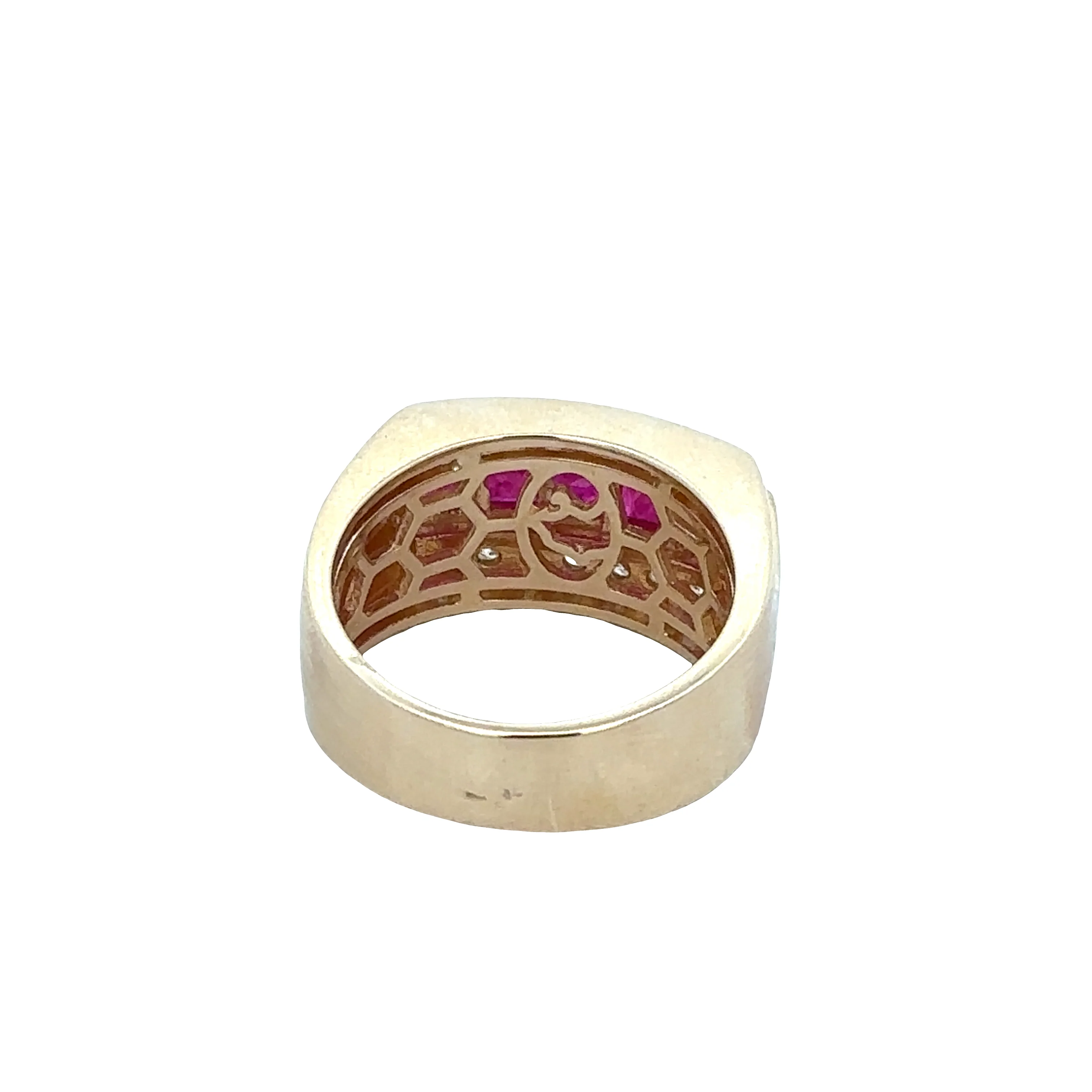 14k Yellow Gold Ruby and Diamond Ring – Size 11 - Image 3