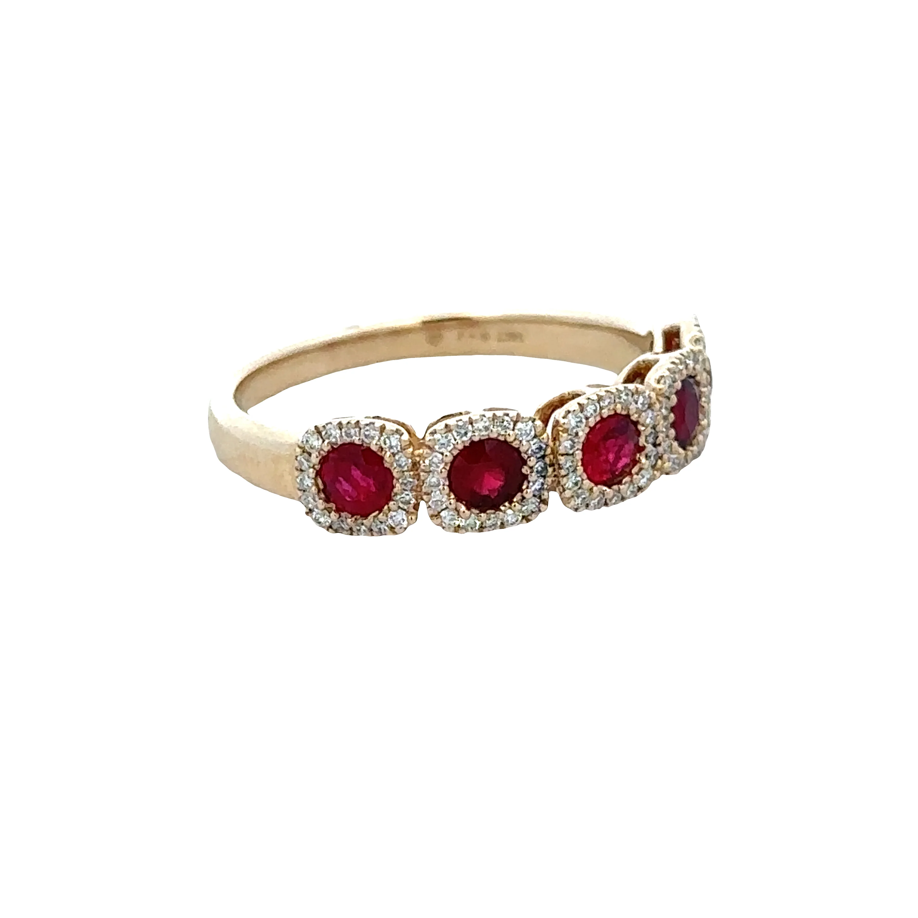 14k Yellow Gold Ruby & Diamond Halo Band – Size 6.75 - Image 2