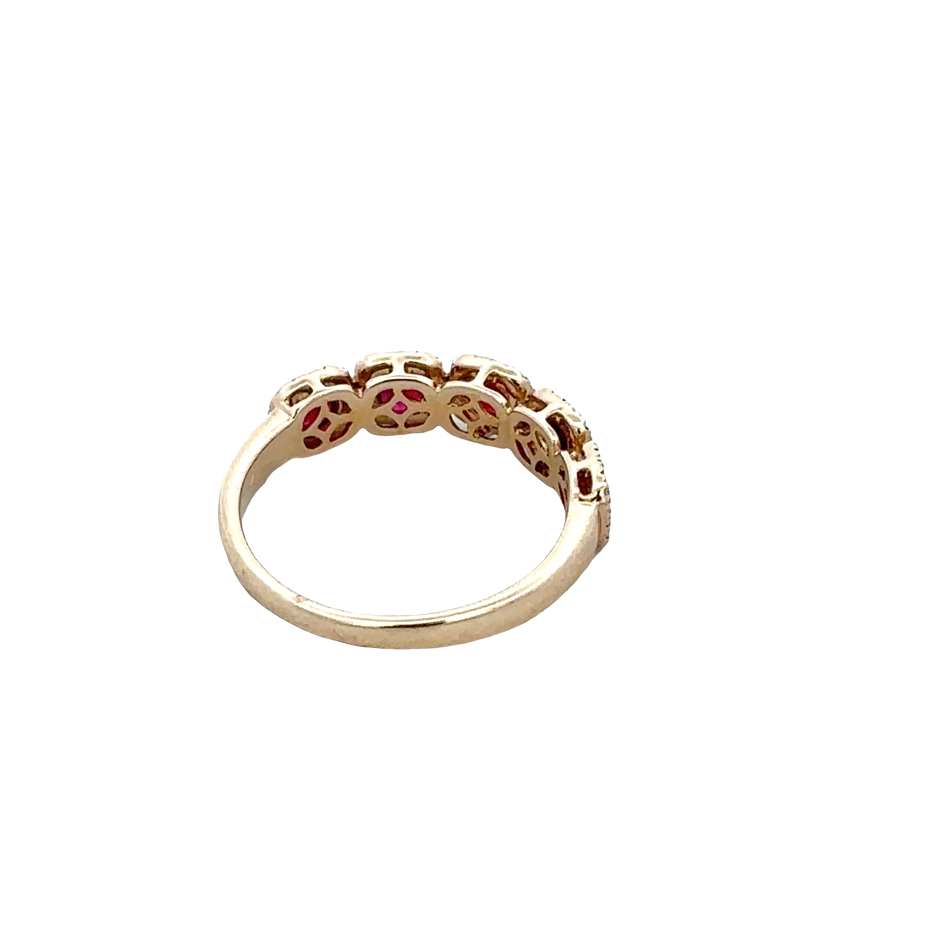 14k Yellow Gold Ruby & Diamond Halo Band – Size 6.75 - Image 3