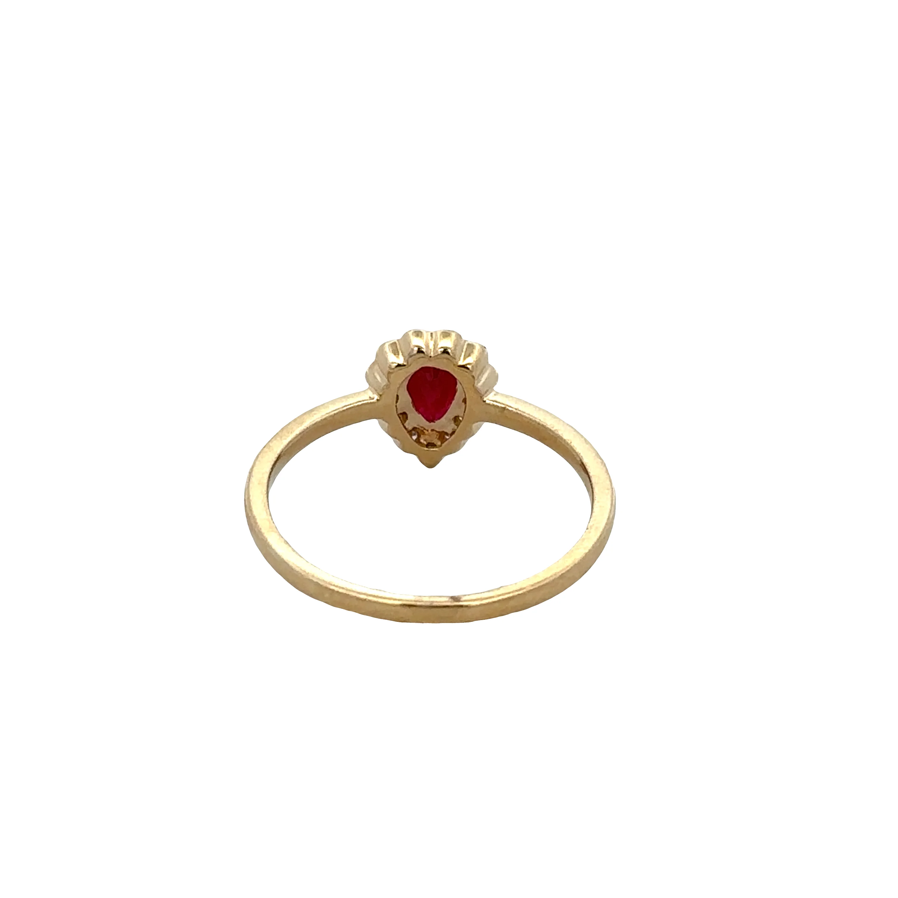 14k Yellow Gold Ruby & Diamond Halo Ring – Size 7 - Image 3