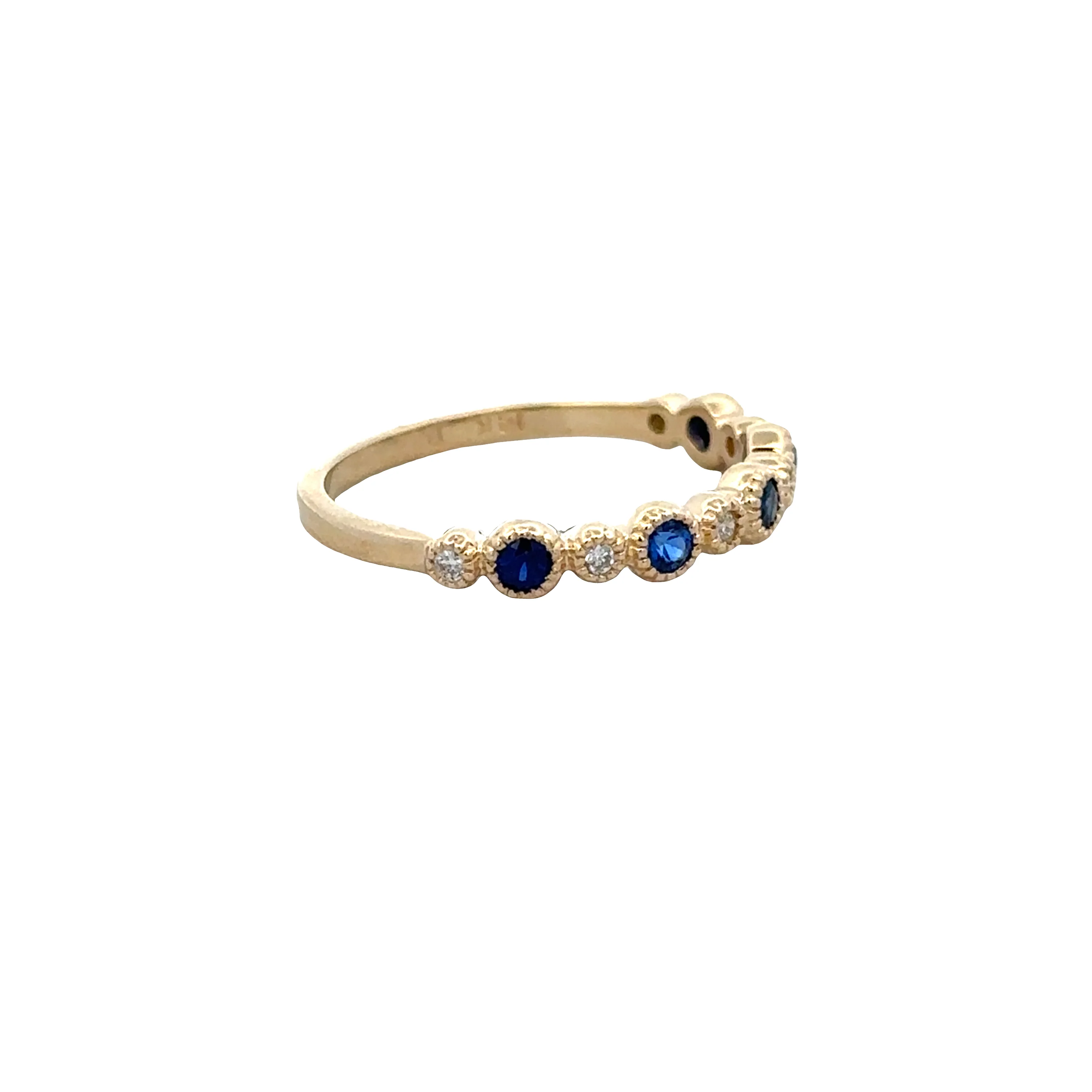 14k Yellow Gold Sapphire & Diamond Alternating Band – Size 7 - Image 2