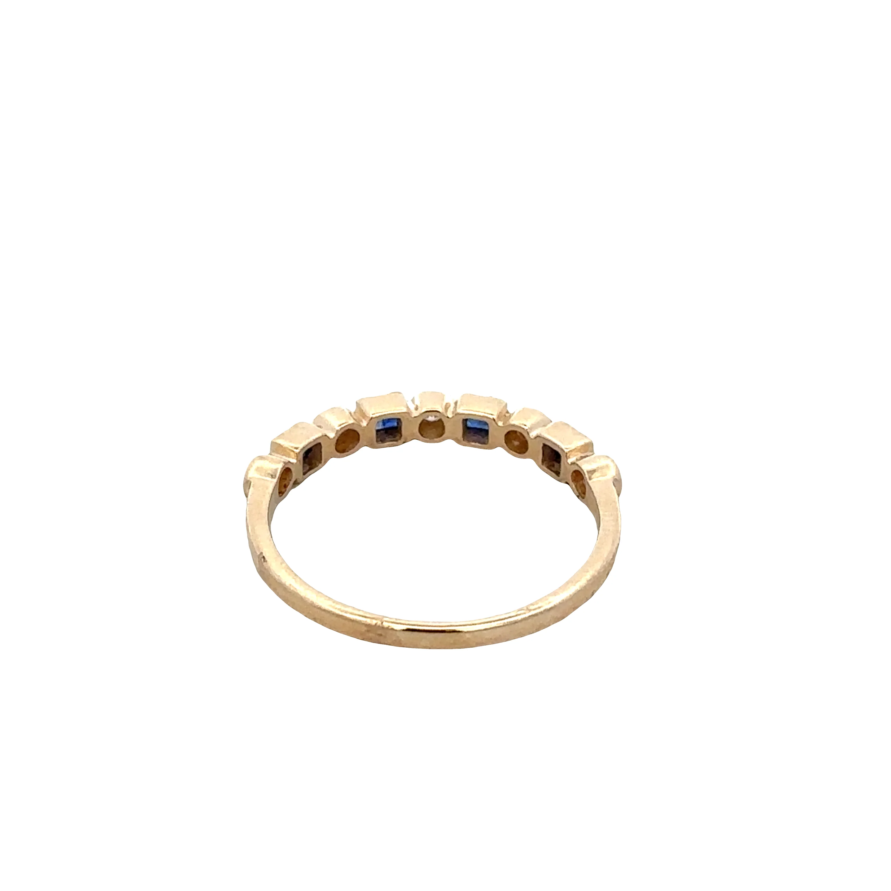 14k Yellow Gold Sapphire & Diamond Alternating Band – Size 7.25 - Image 3