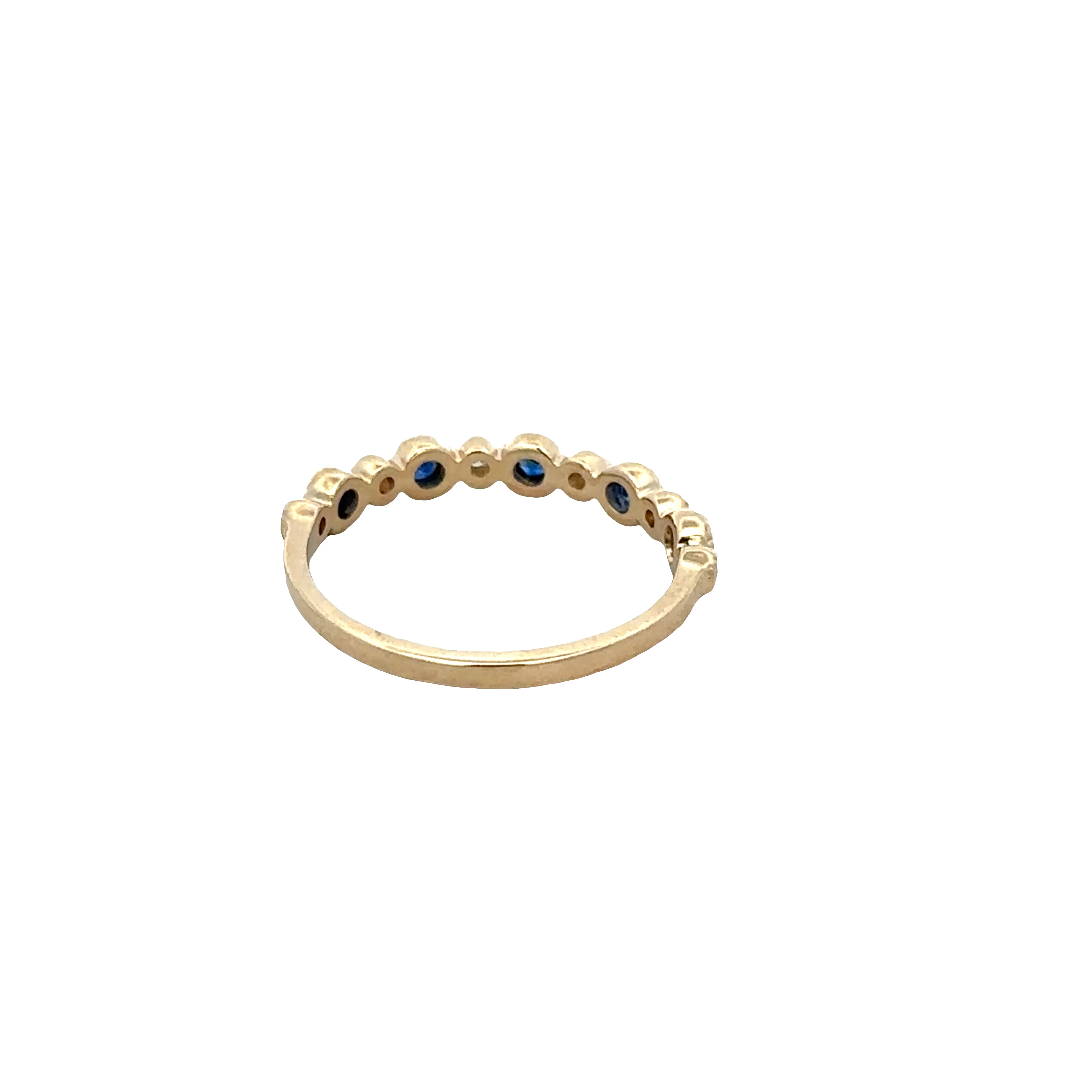 14k Yellow Gold Sapphire & Diamond Alternating Band – Size 7 - Image 3
