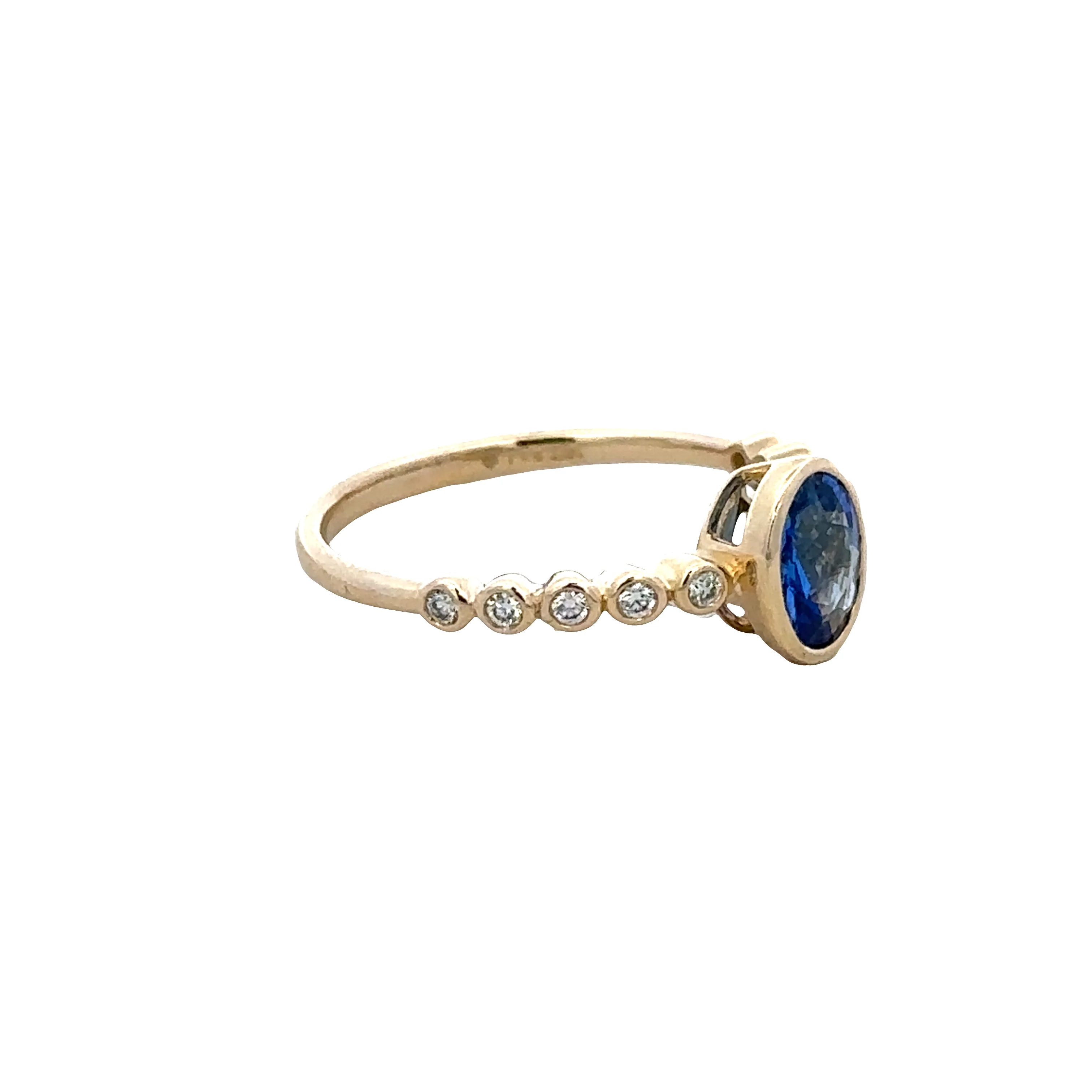 14k Yellow Gold Sapphire & Diamond Ring – Size 6.5 - Image 2