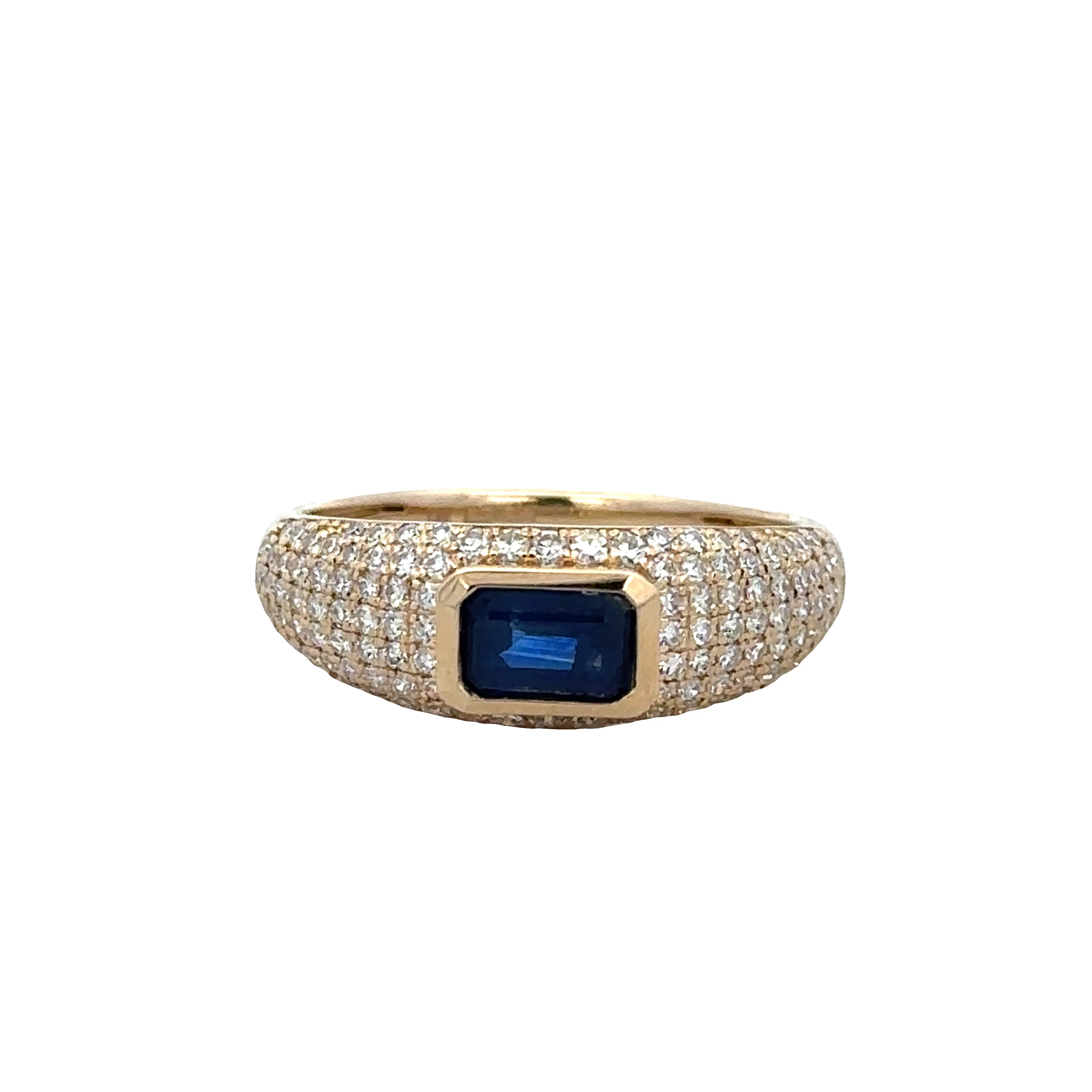 14k Yellow Gold Sapphire & Diamond Ring – Size 7