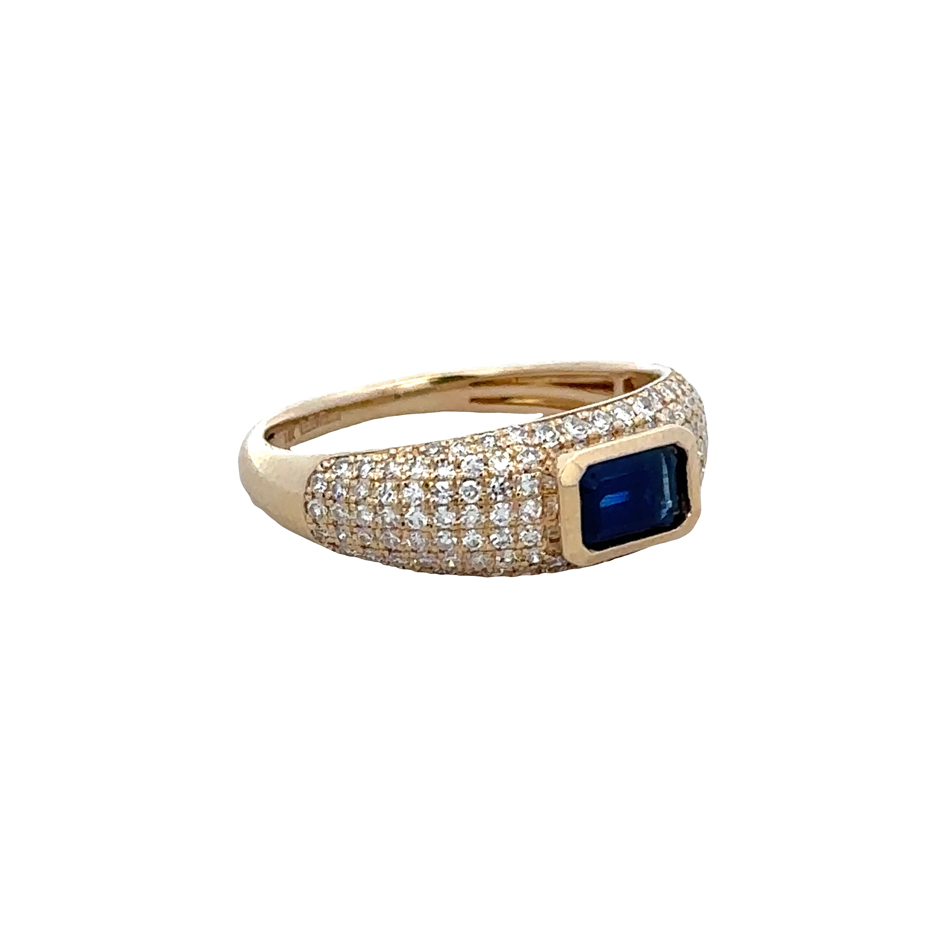 14k Yellow Gold Sapphire & Diamond Ring – Size 7 - Image 2