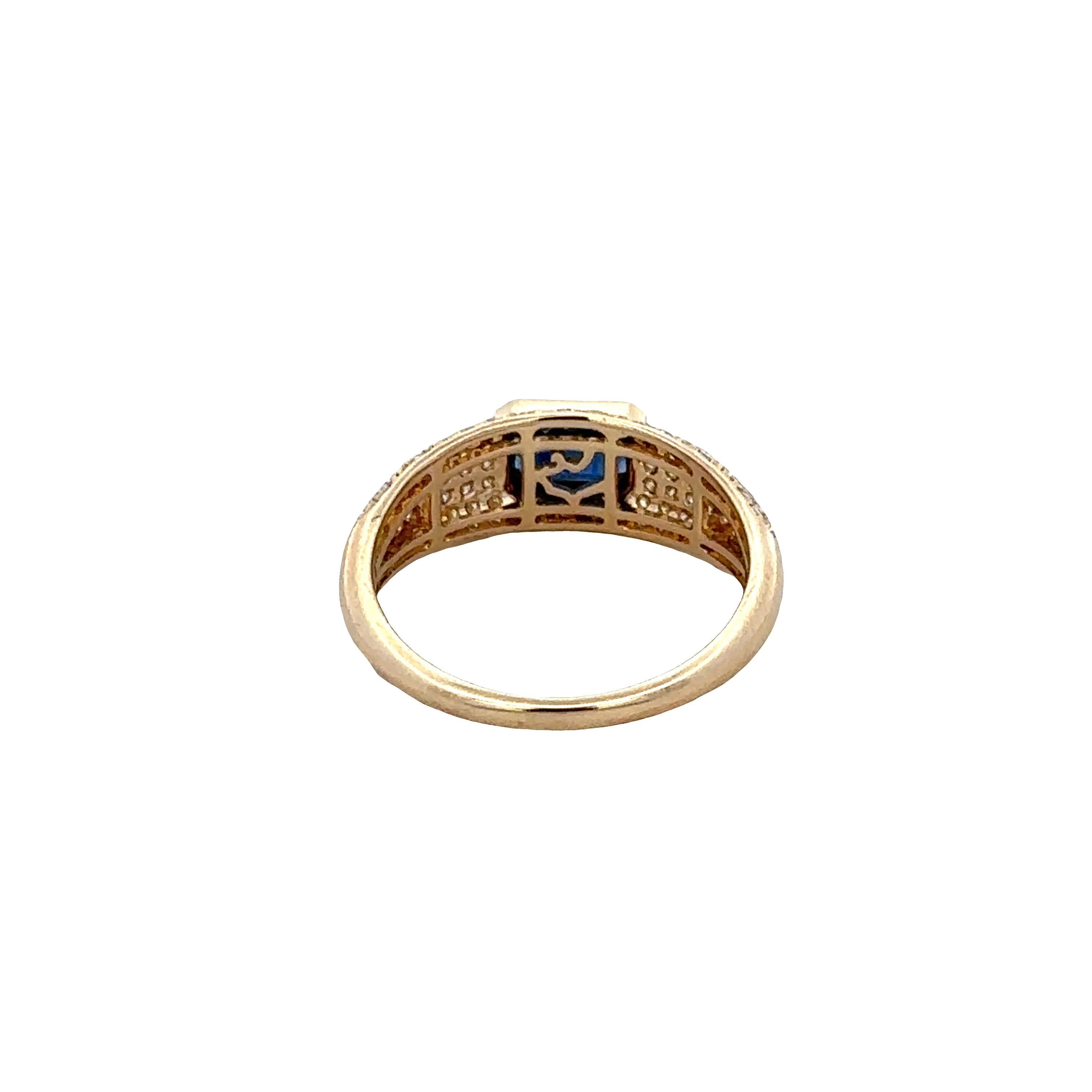 14k Yellow Gold Sapphire & Diamond Ring – Size 7 - Image 3