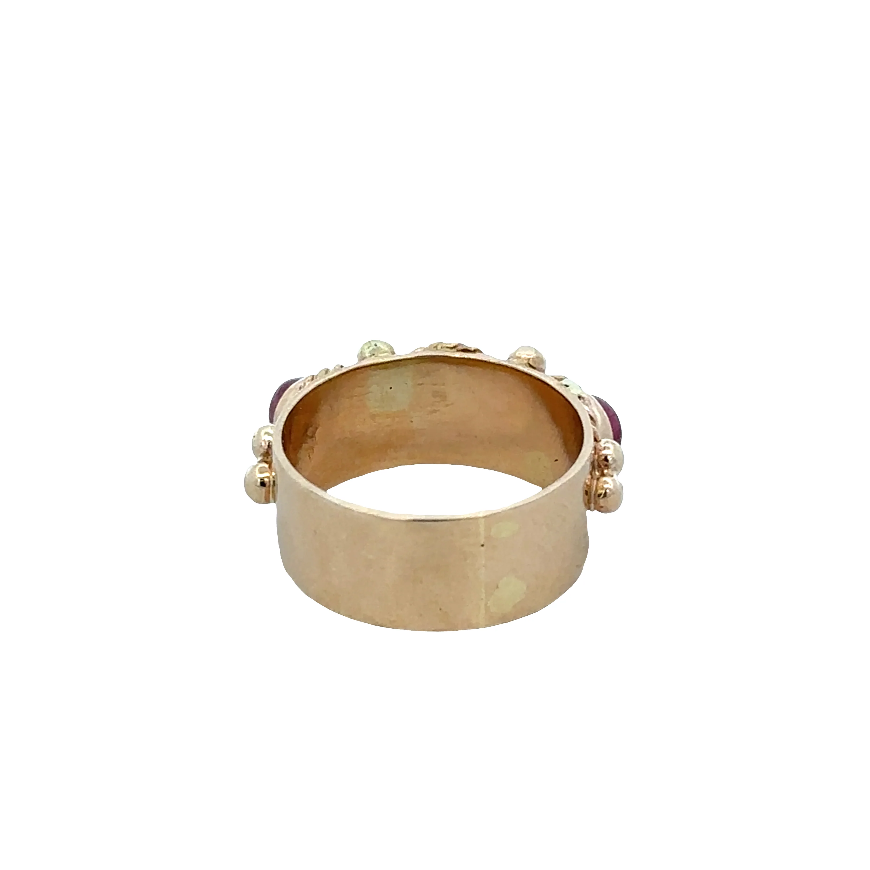 14k Yellow Gold Sapphire & Ruby Cabochon Band Ring – Size 6.5 - Image 3
