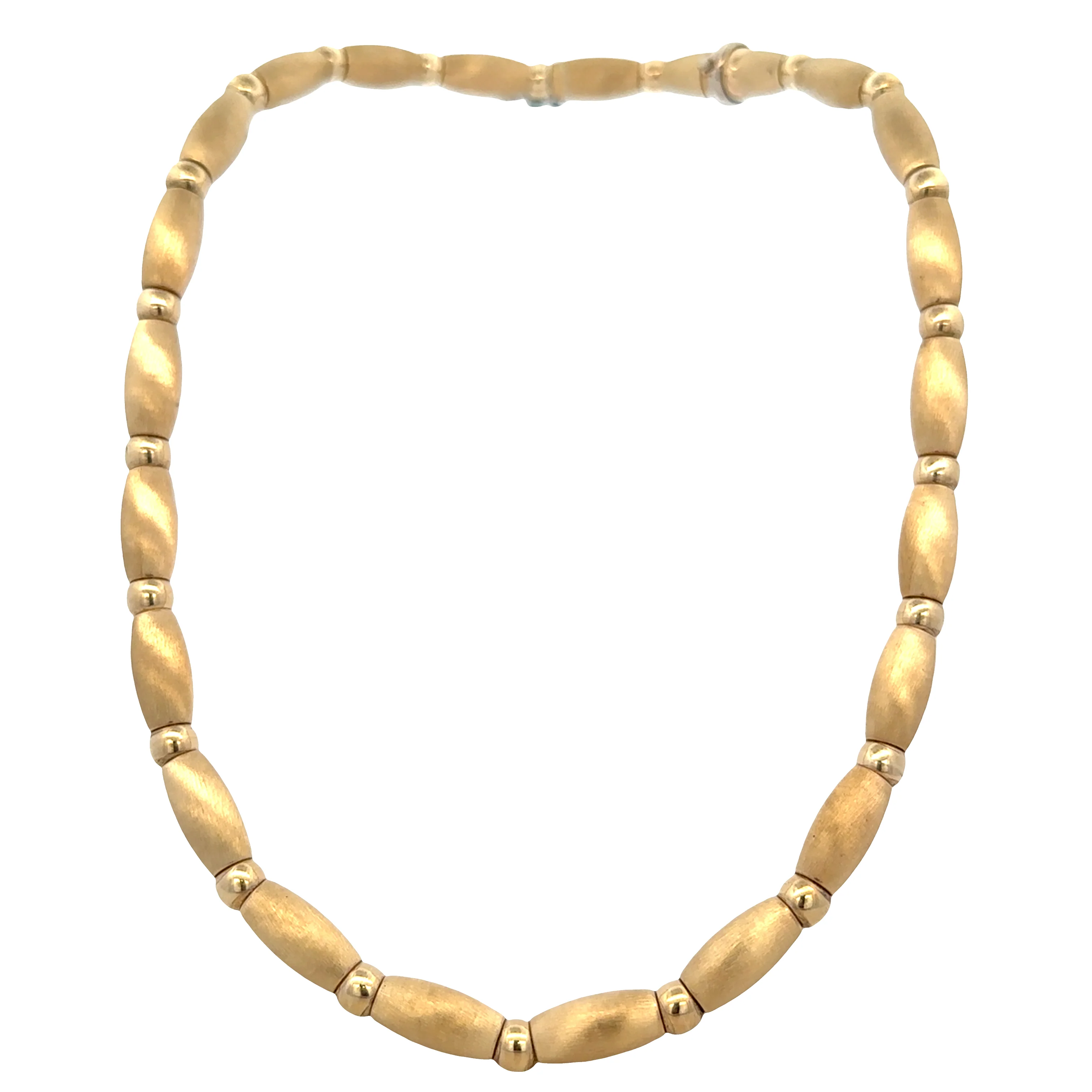 14k Yellow Gold Satin & Polished Link Necklace – 17" Long