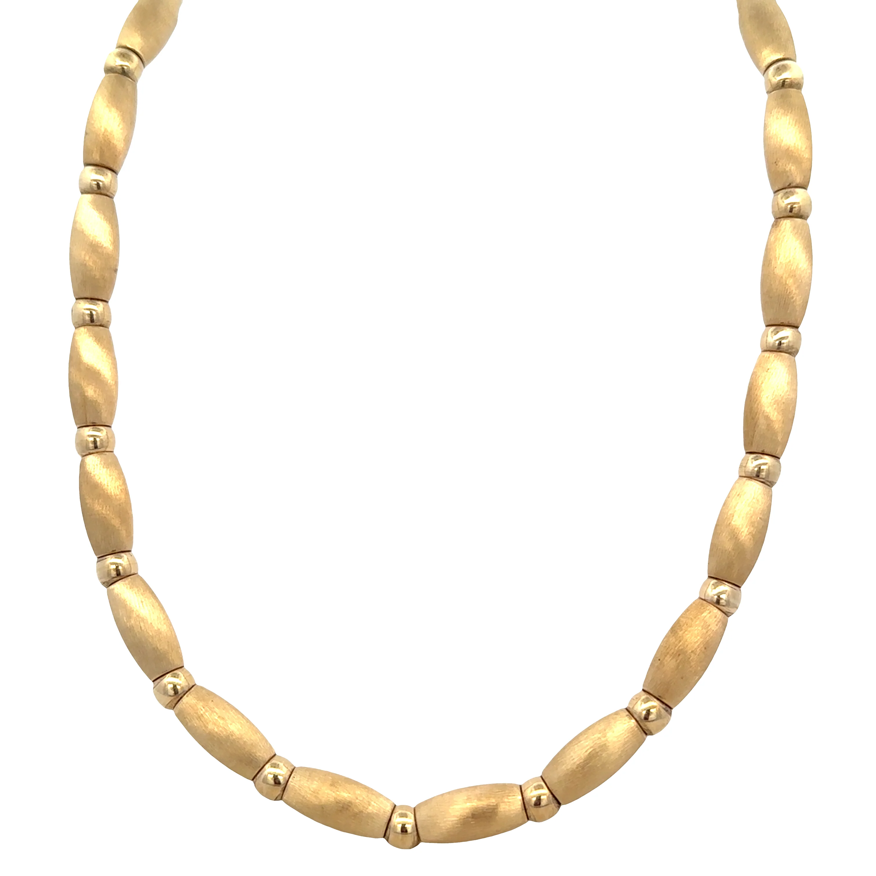 14k Yellow Gold Satin & Polished Link Necklace – 17" Long - Image 2