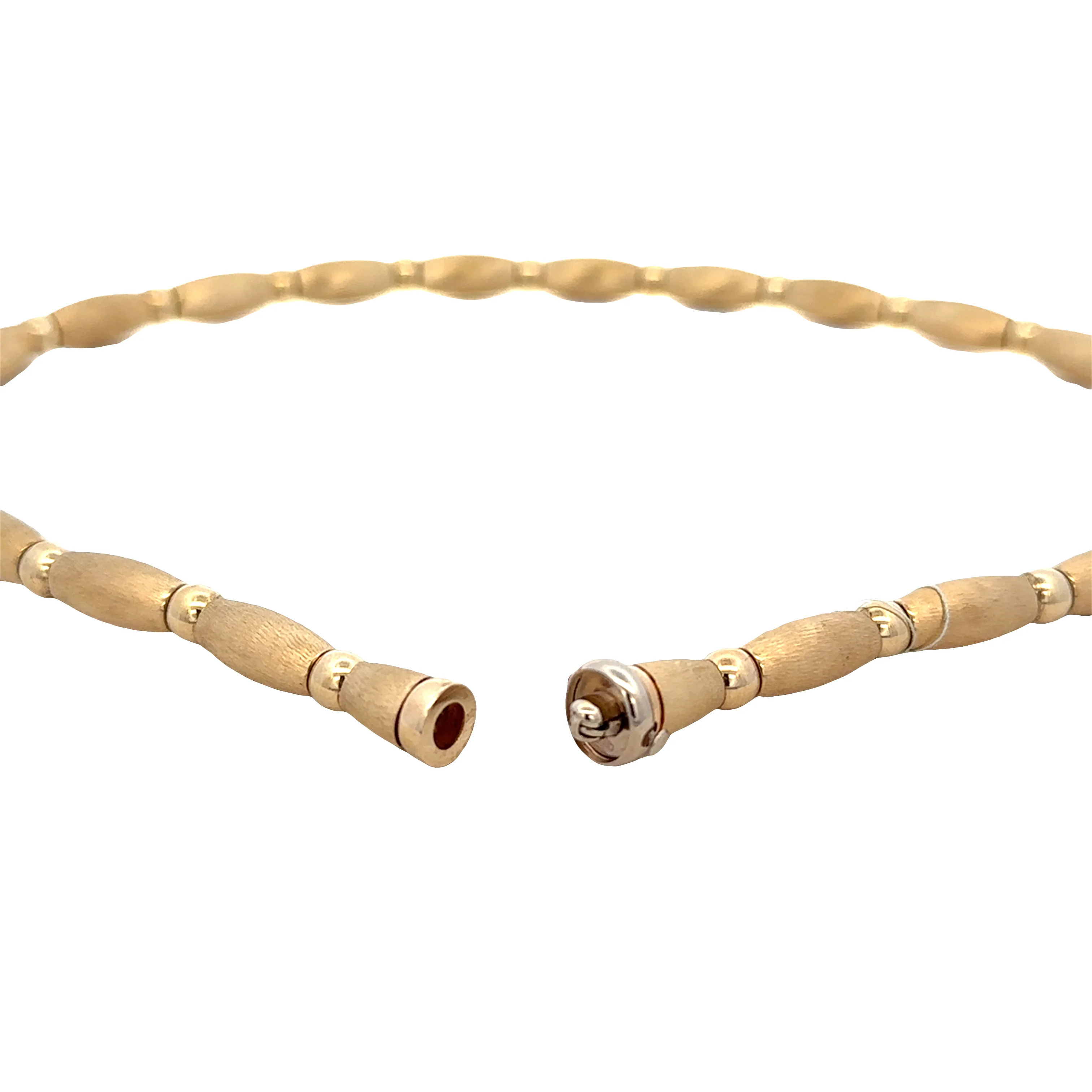14k Yellow Gold Satin & Polished Link Necklace – 17" Long - Image 3